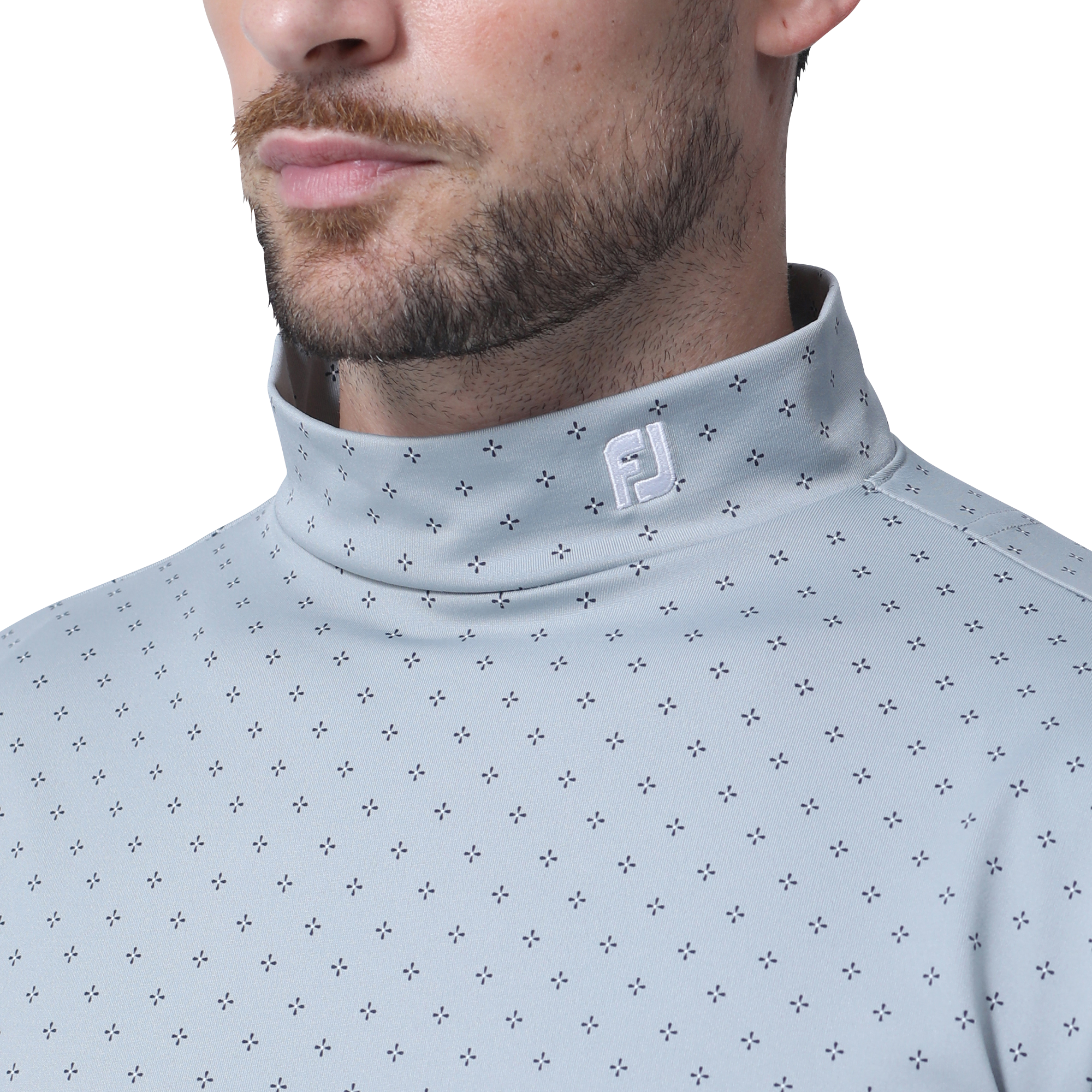 MEN'S フラワーアイコン蓄熱保温長袖モックネックシャツ