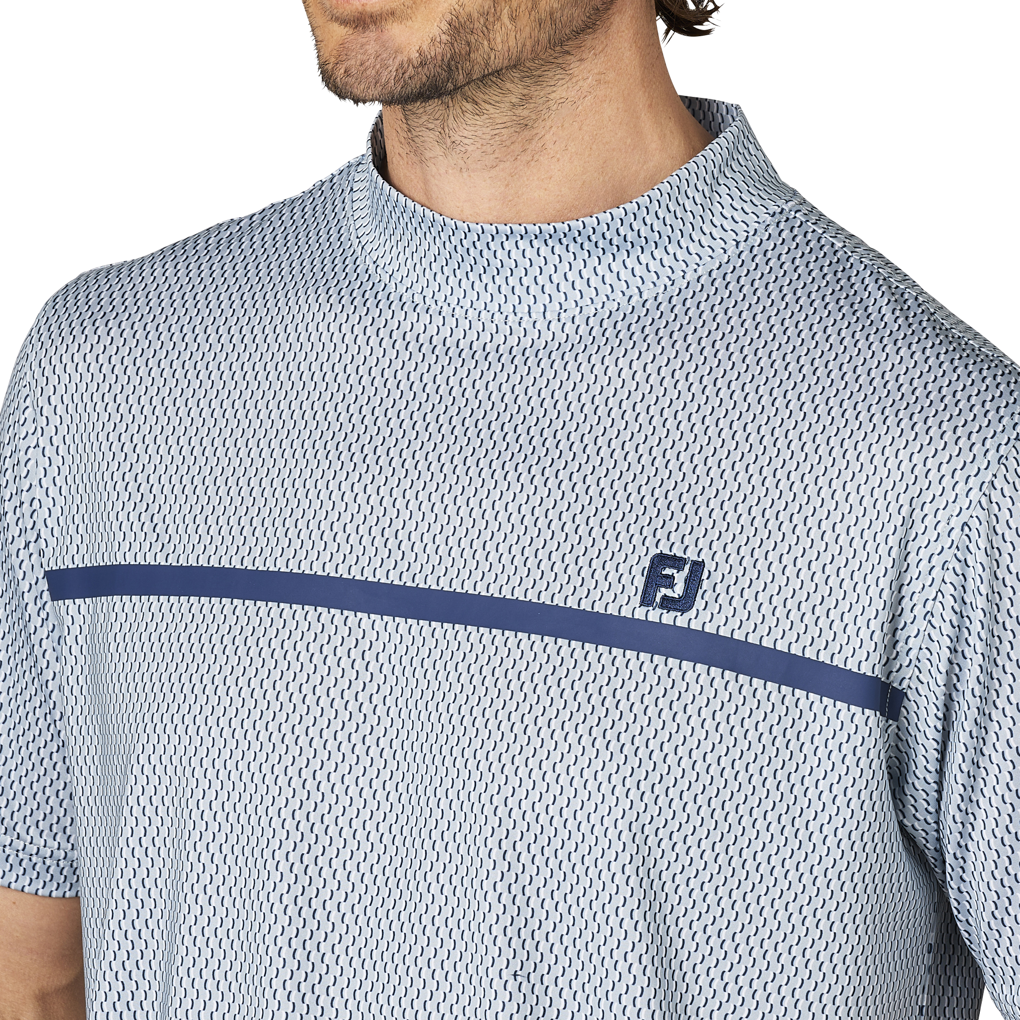 チェストライン半袖モックネックシャツ