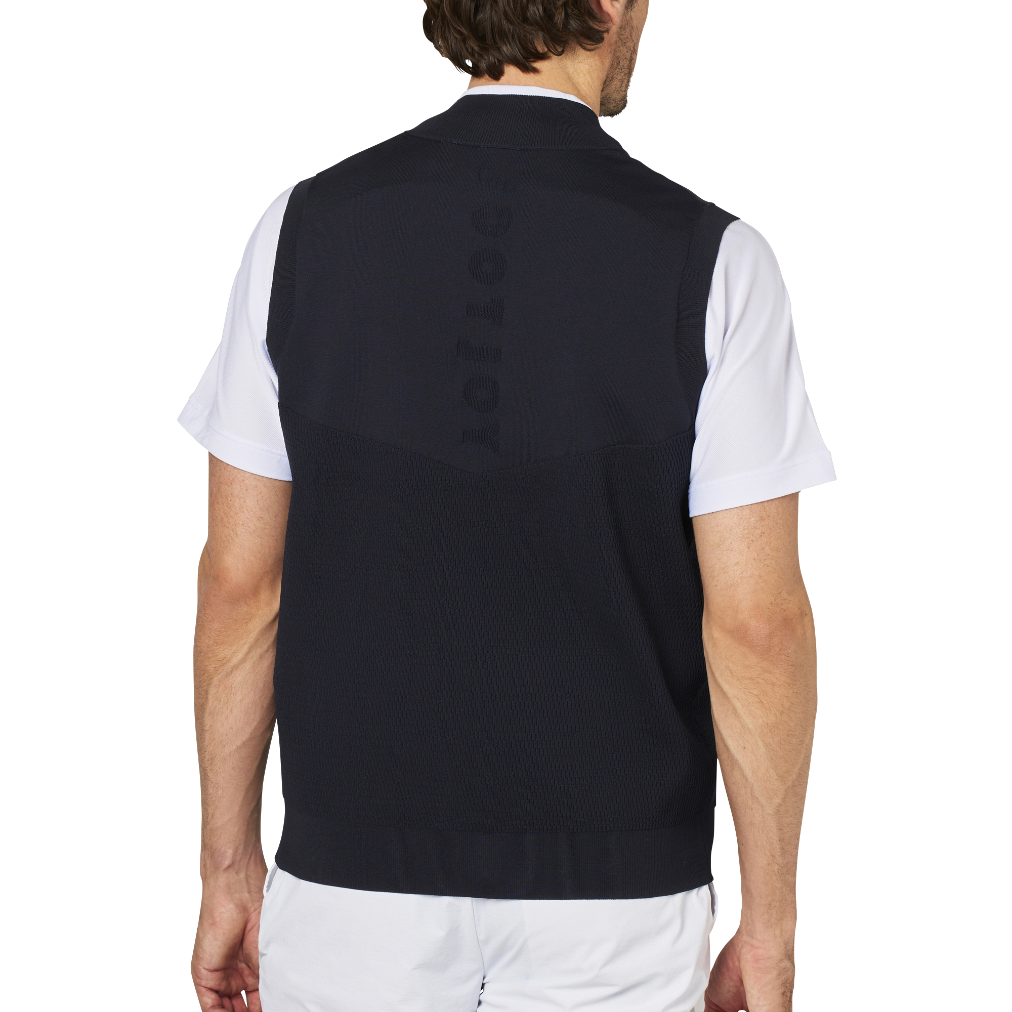 編地切替ハーフジップセーターベスト