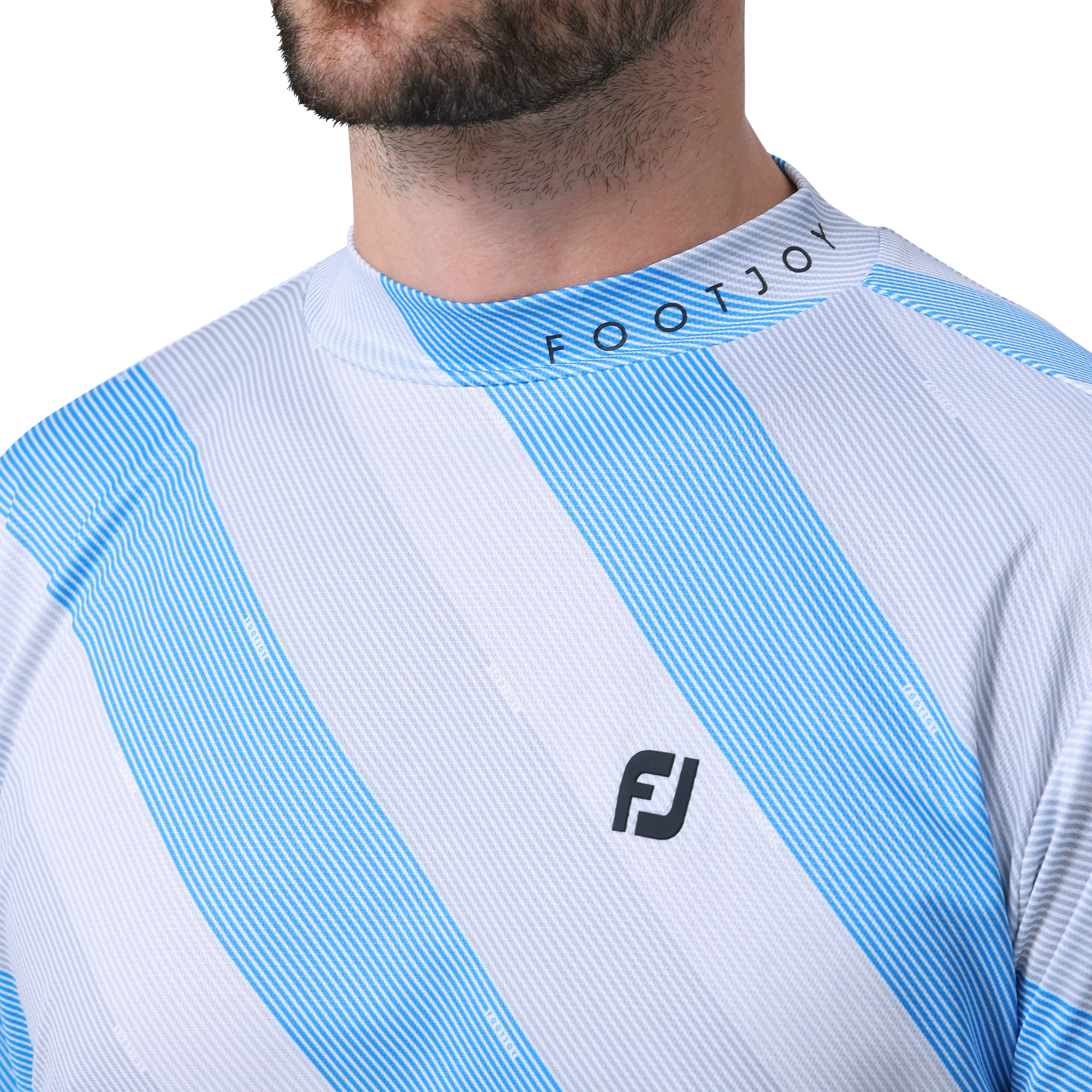 レジメンタルストライププリント半袖モックネックシャツ