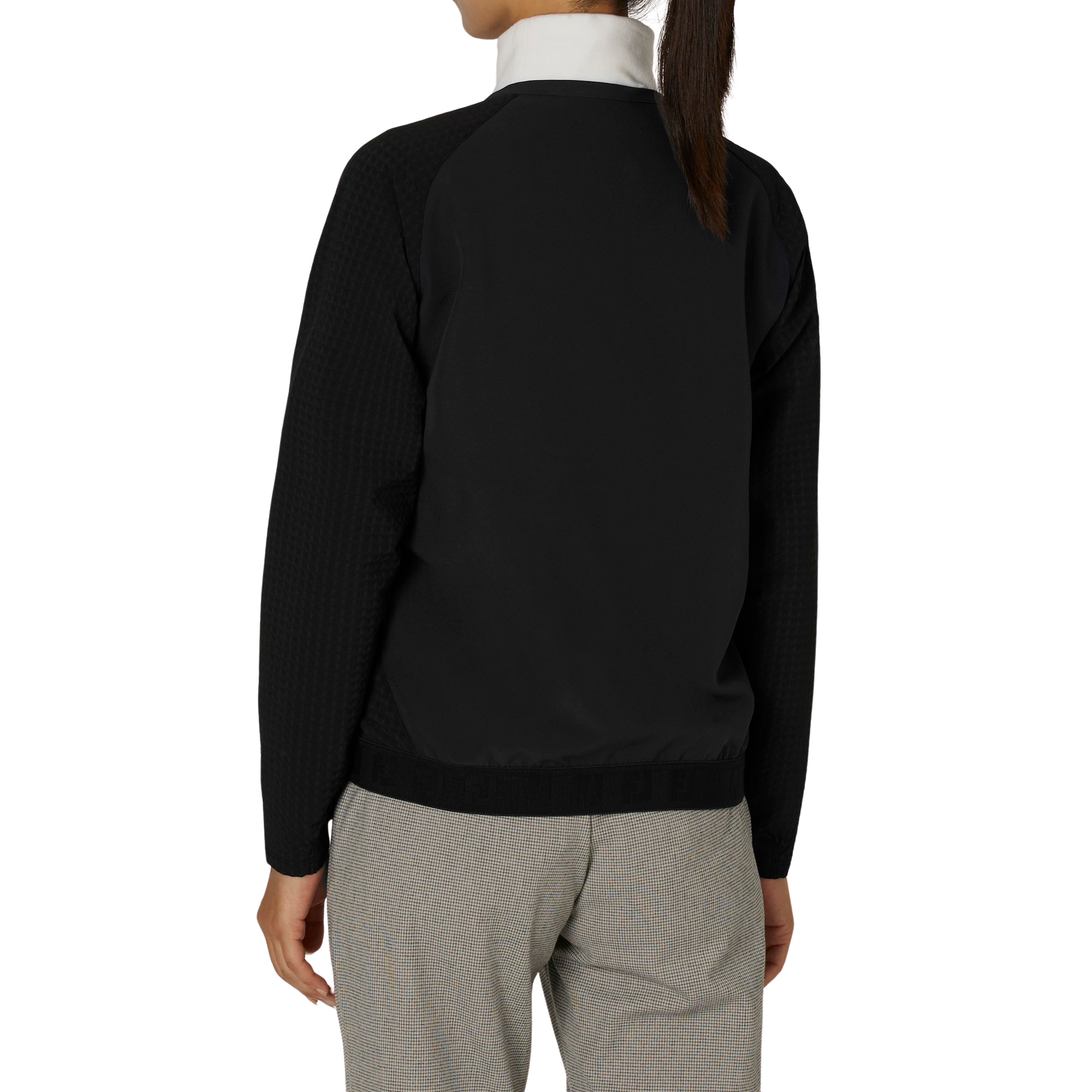 WOMEN'S TWINSOF 撥水ファブリックミックス 長袖フルジップクルーネックジャケット