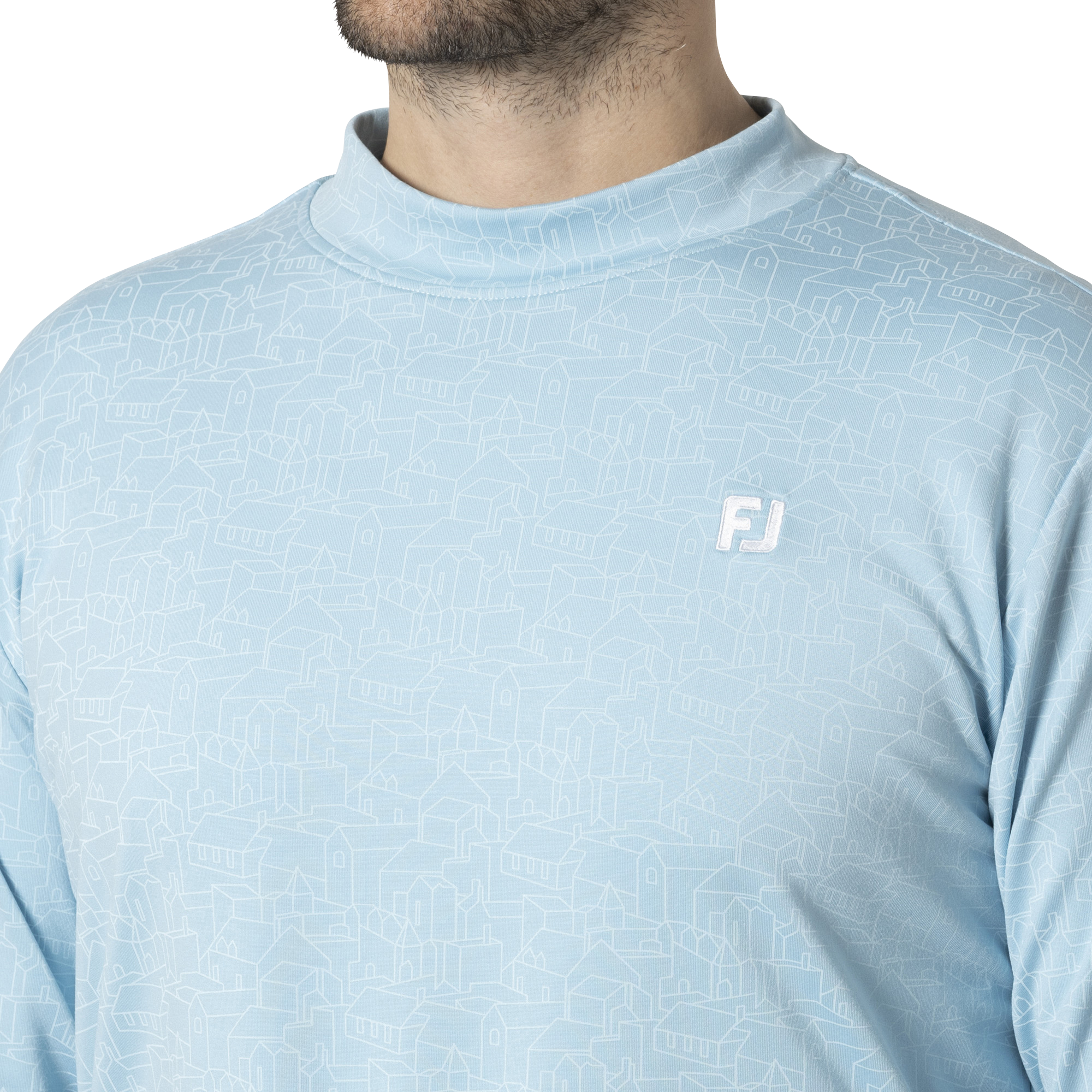 MEN'S 起毛スコティッシュプリント 長袖モックネックシャツ