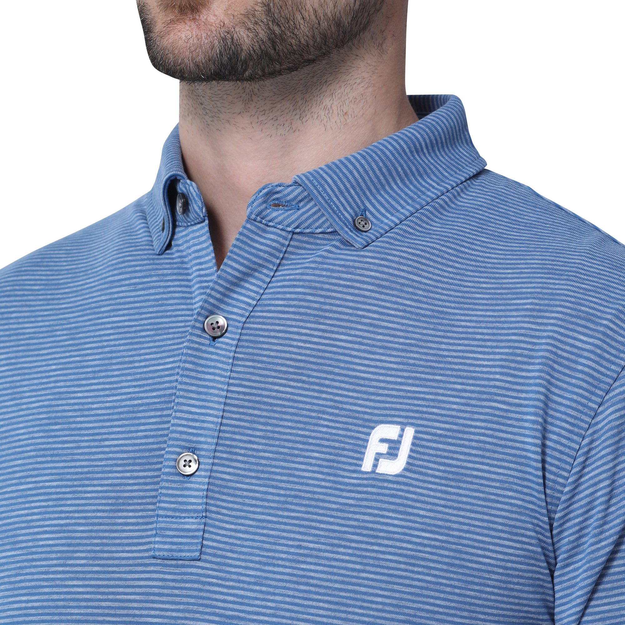 MEN'S ヘザーストライプ長袖ボタンダウンシャツ