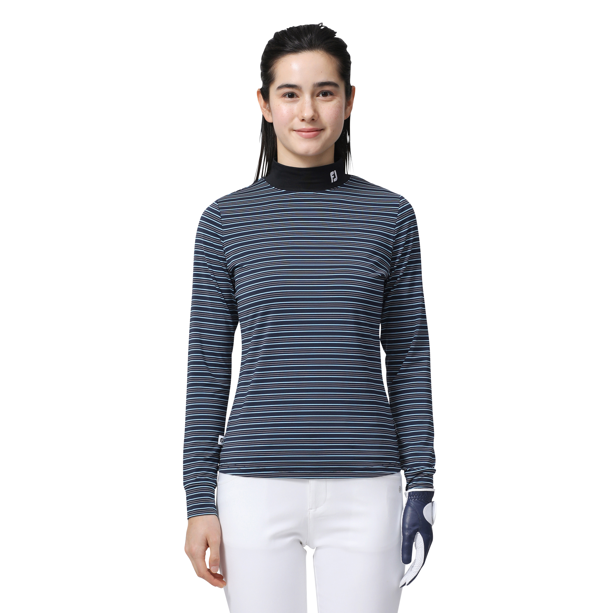 WOMEN'S ストライプ長袖モックネックシャツ - FootJoy Japan
