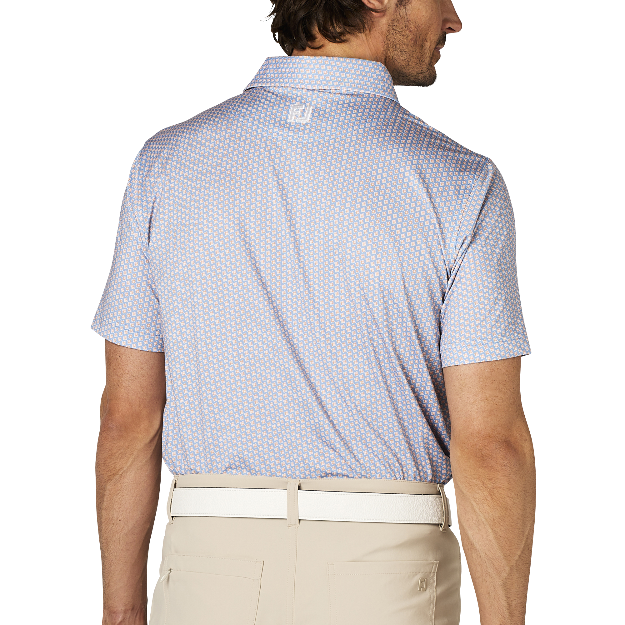 ジオメトリックプリント半袖ワイドカラーシャツ