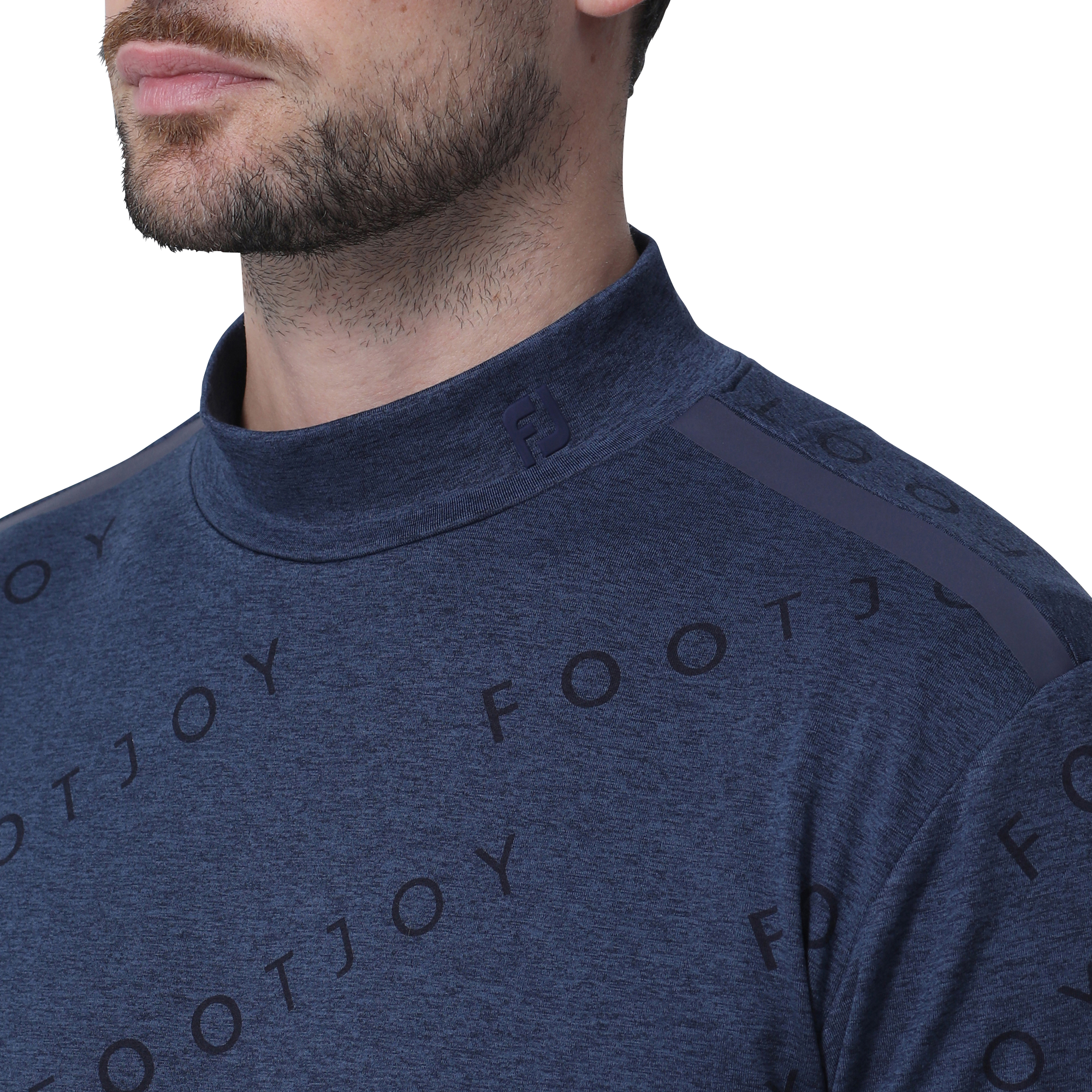 MEN'S ダイアゴナルFOOTJOYプリント裏起毛モックネックシャツ