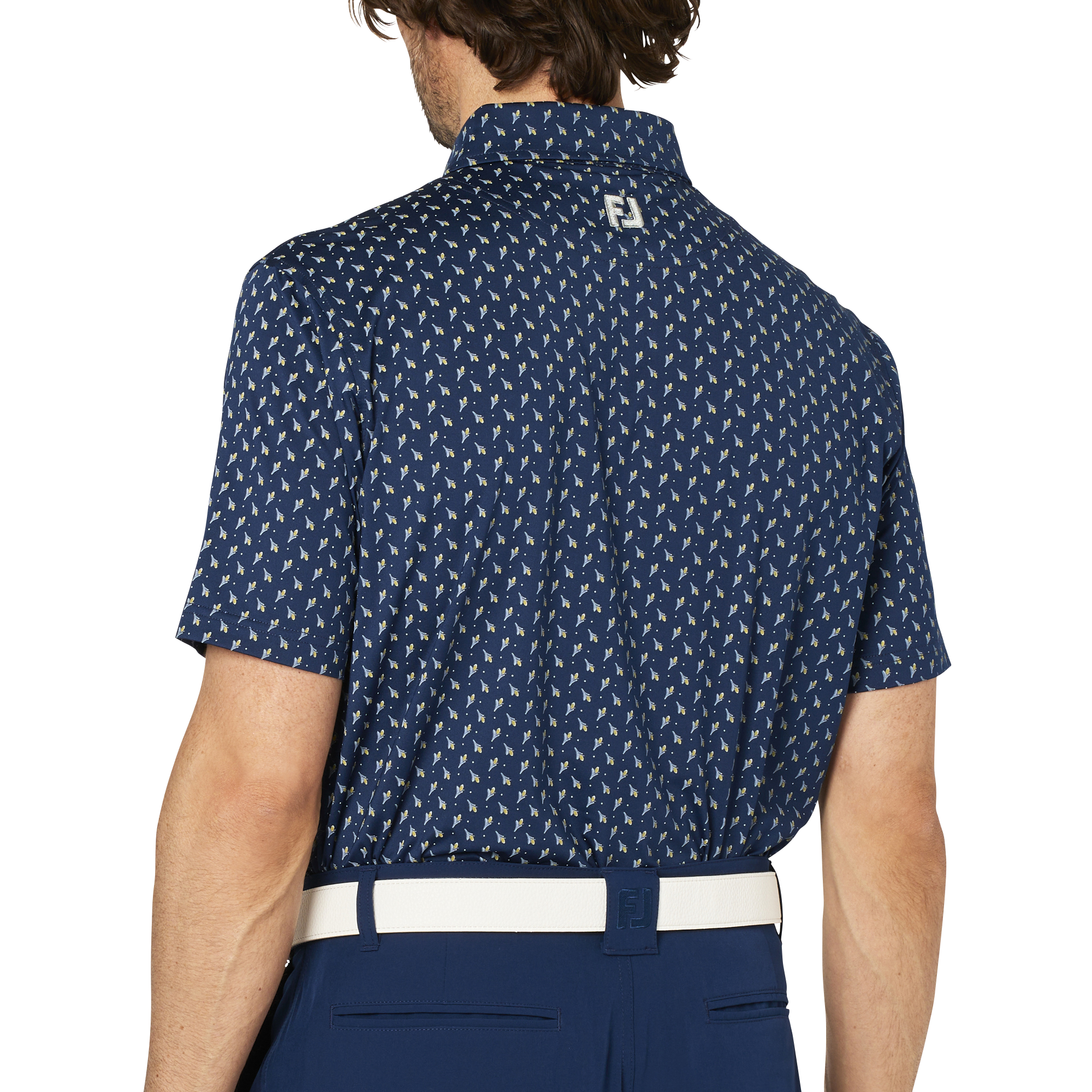 つぼみ柄半袖ボタンダウンシャツ