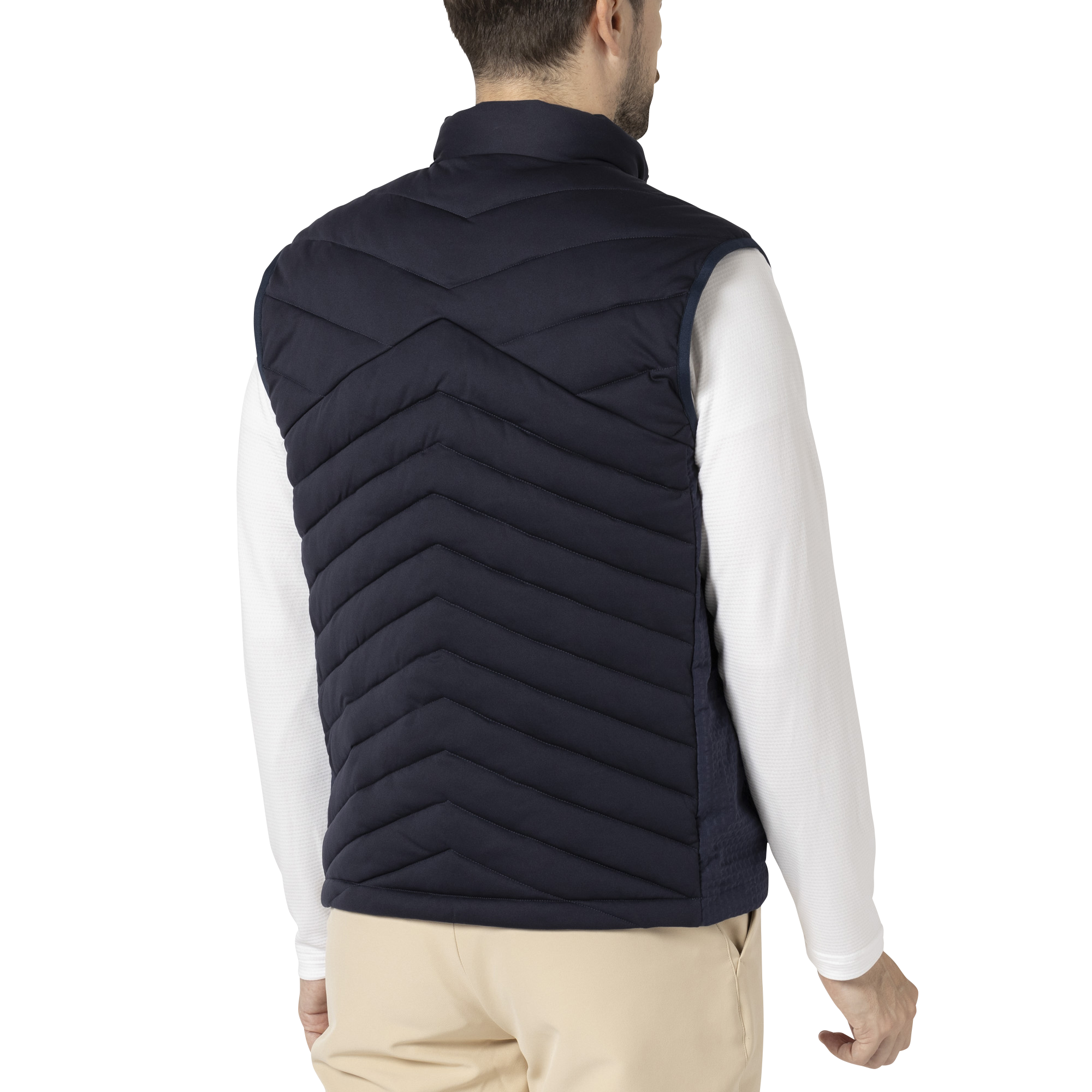 MEN'S 防風ニットラミネーション フルジップ中綿ベスト