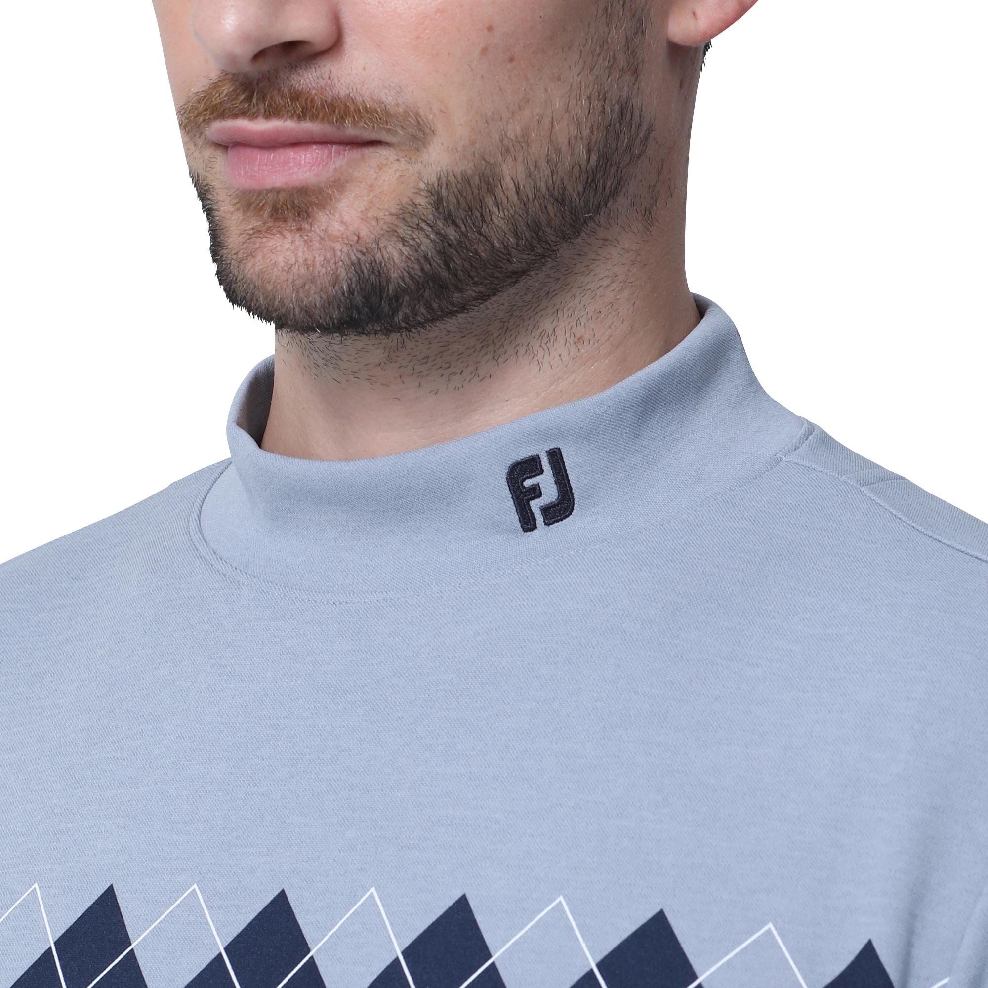 MEN'S アーガイルラインサーモライト長袖モックネックシャツ