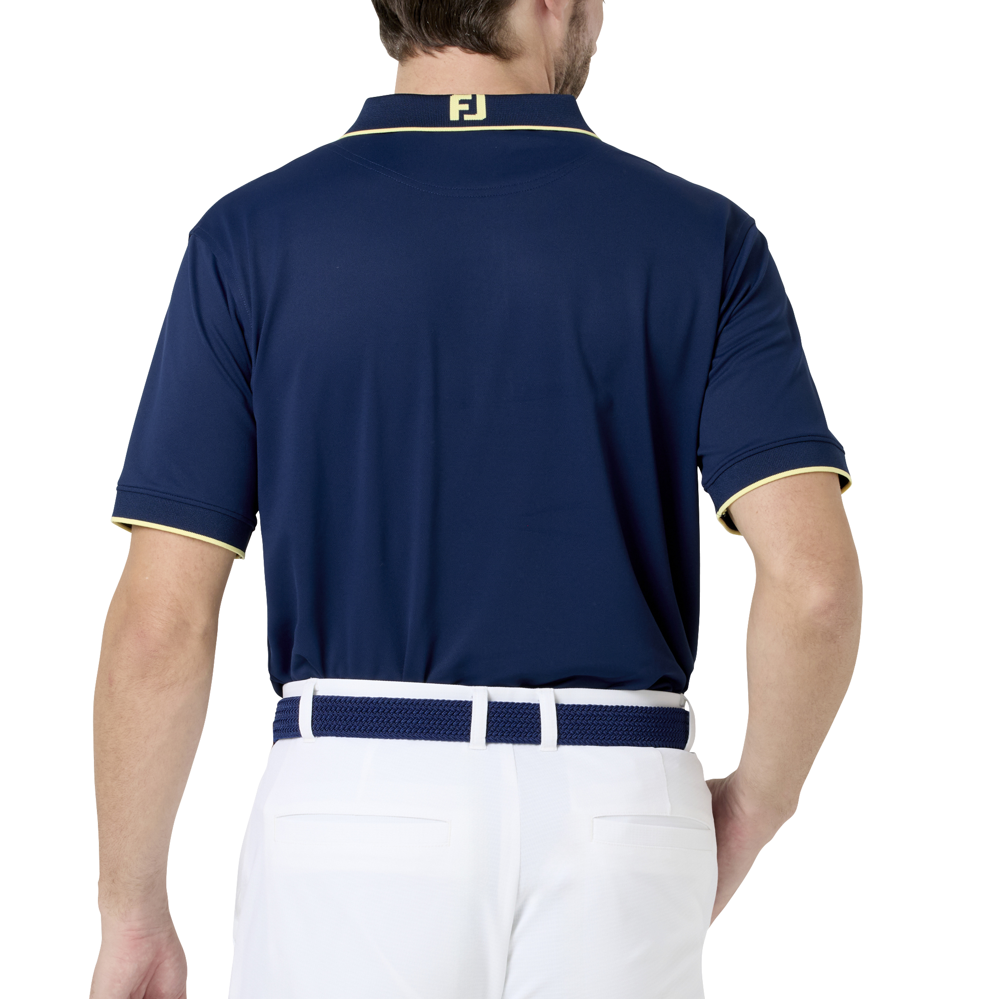 FJロゴ襟ライン ストレッチ鹿の子半袖シャツ