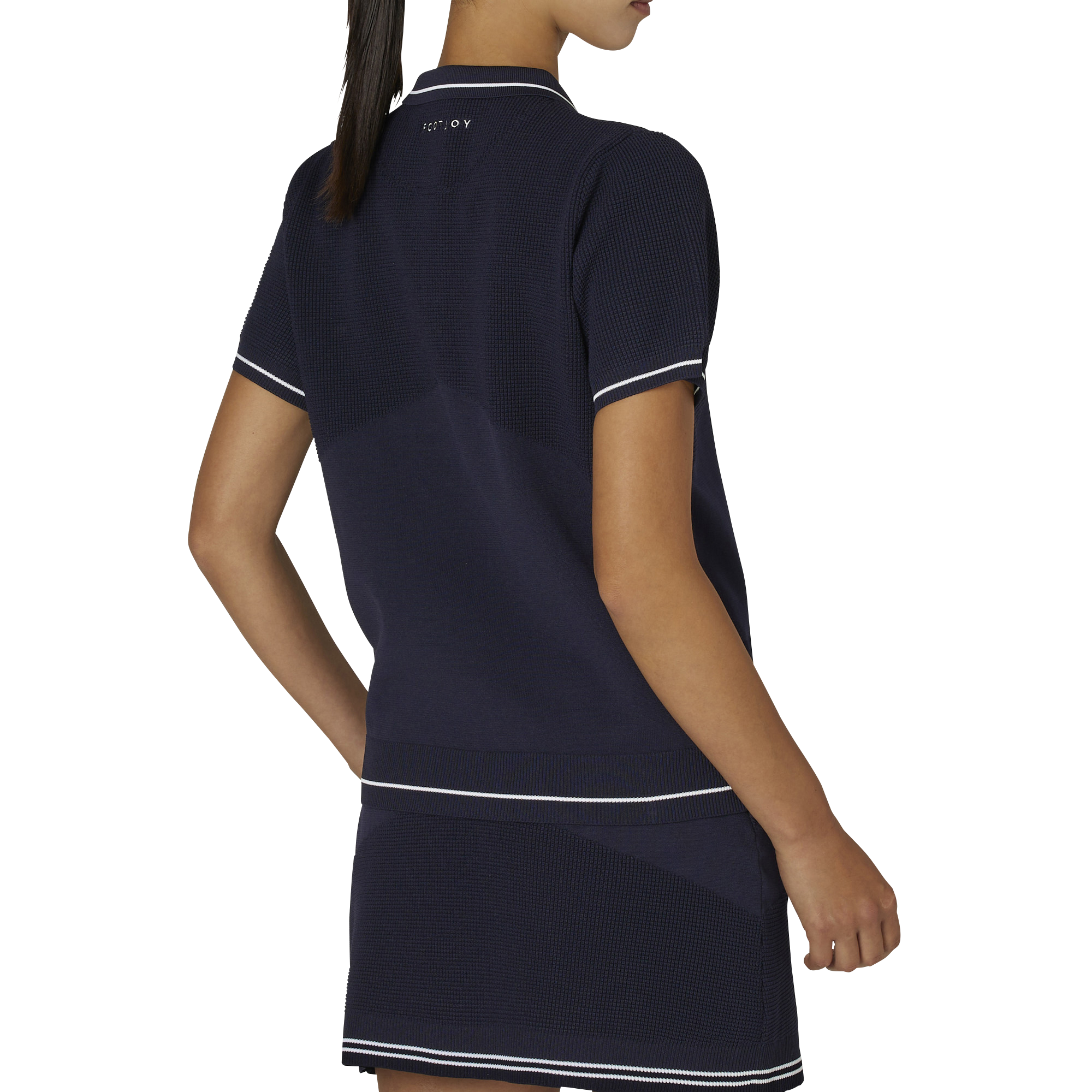 WOMEN'S 編地切替え 半袖セーターポロ