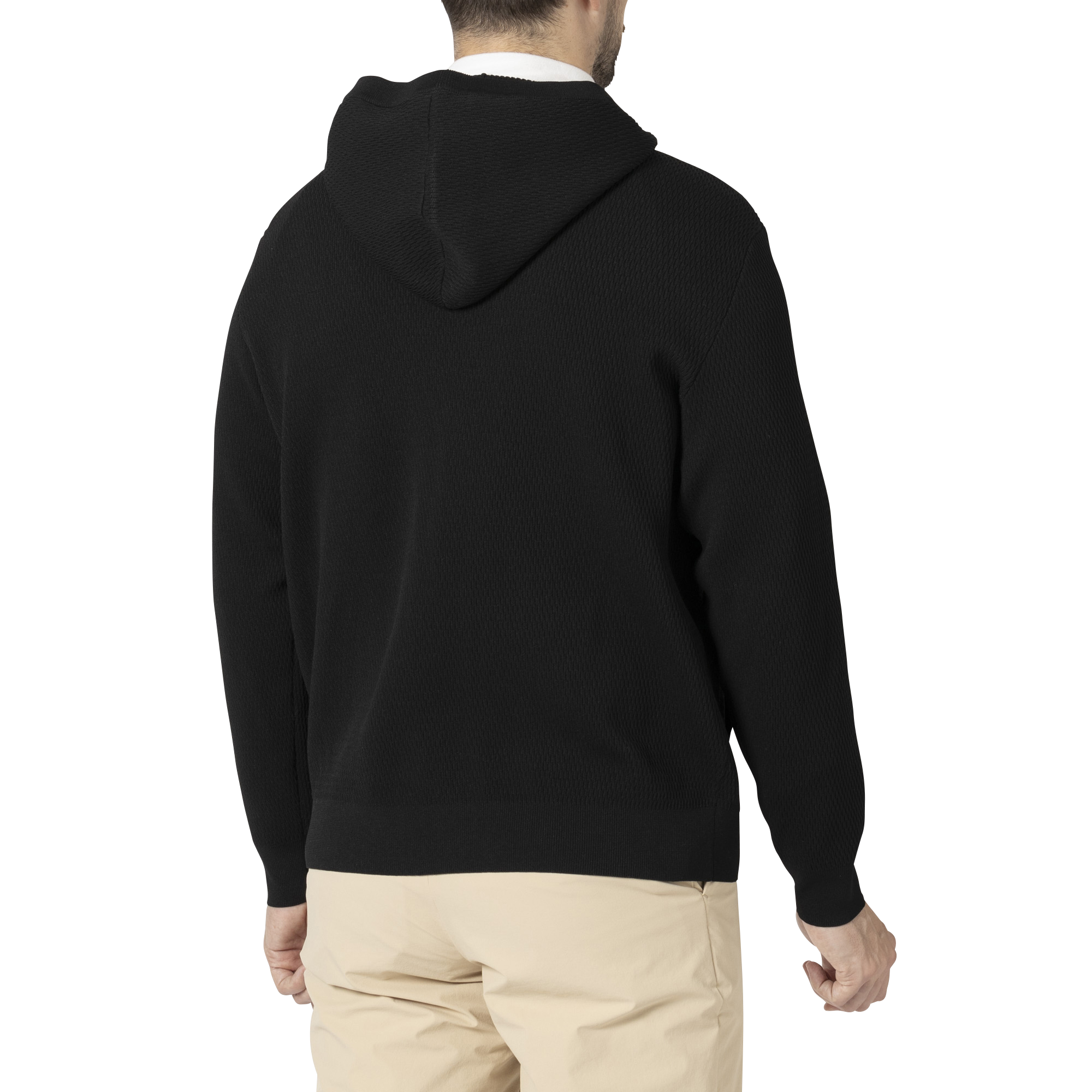 MEN'S ハニカム柄 長袖プルオーバーセーターフーディー