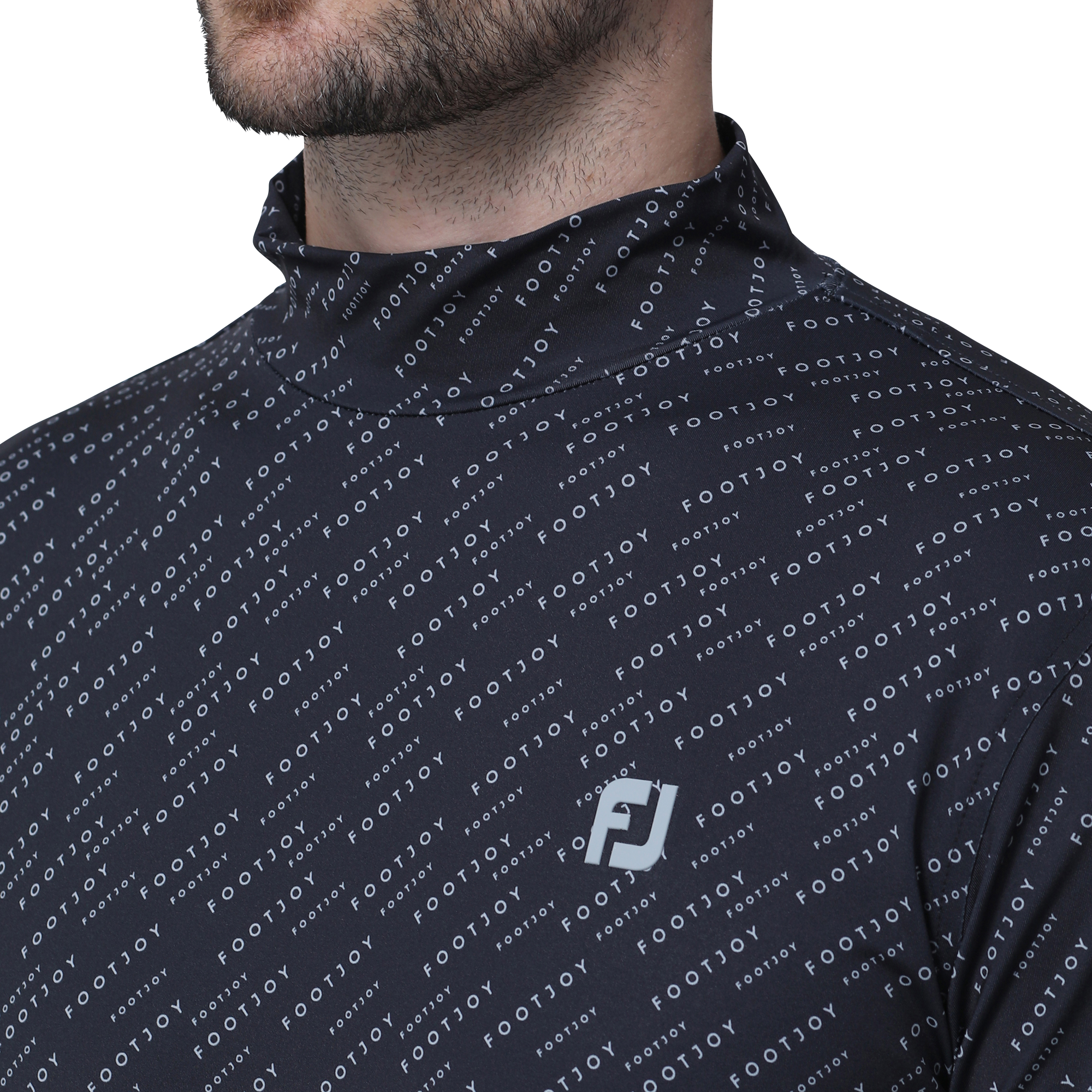 MEN'S ロゴプリント長袖モックネックシャツ