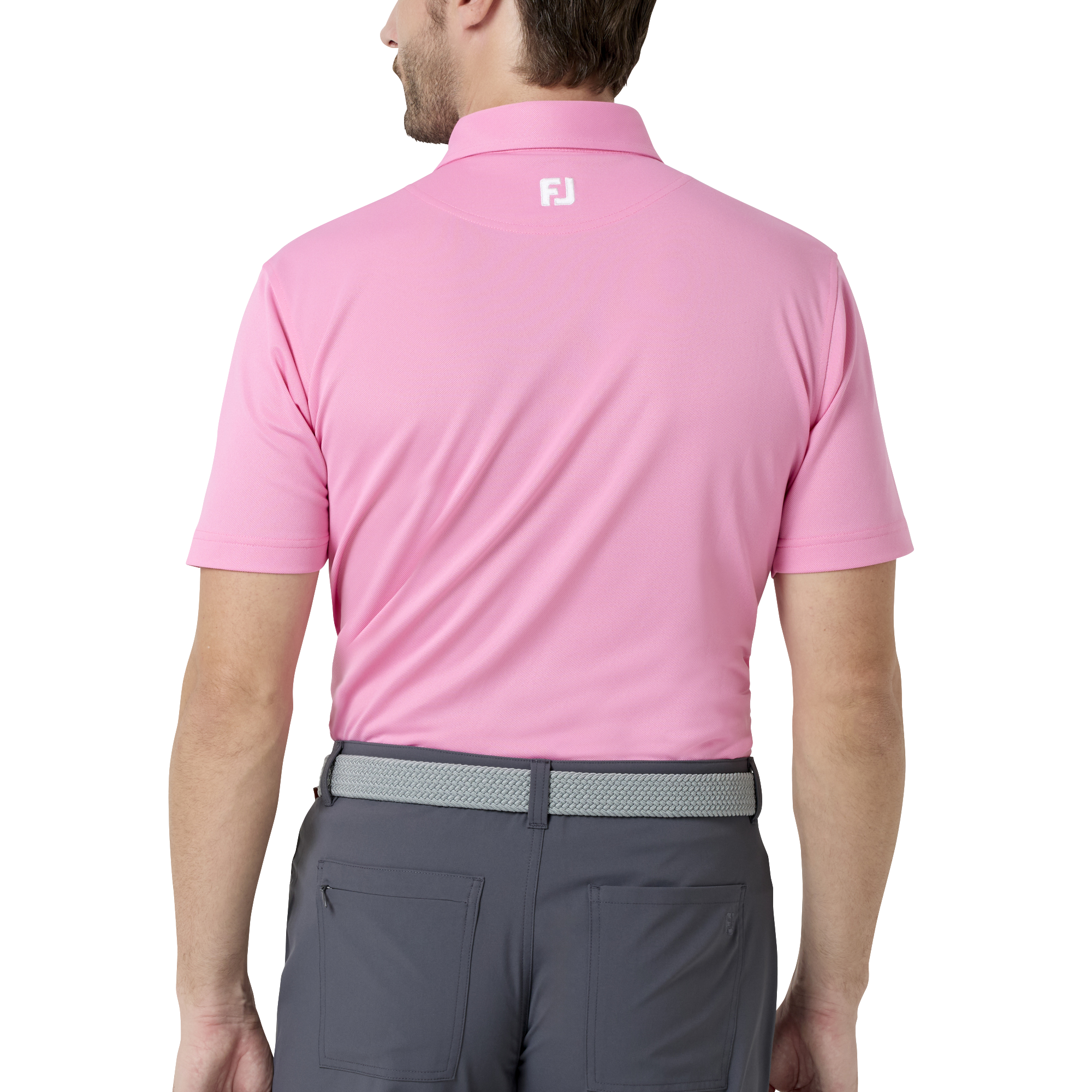 Essential Mens Solid ストレッチ鹿の子半袖シャツ