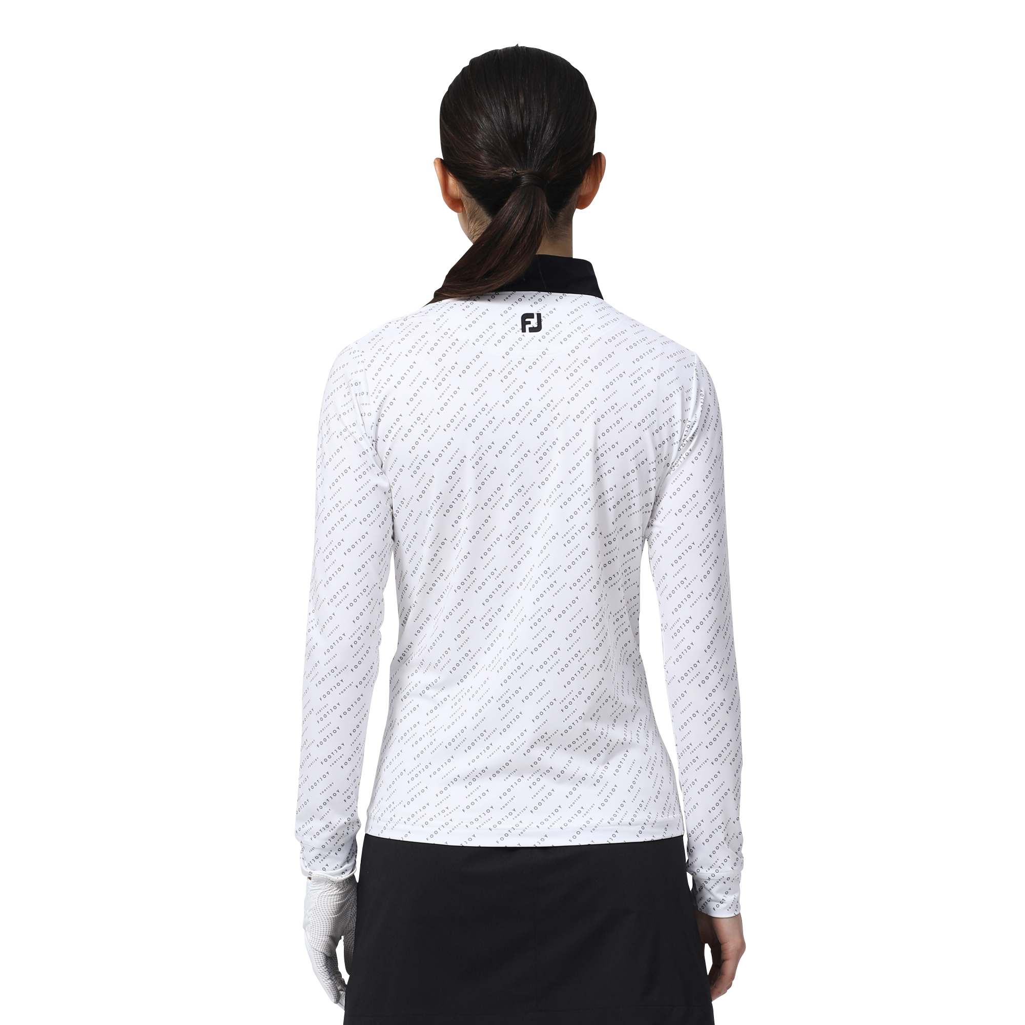 WOMEN'S ロゴプリント長袖モックネックシャツ