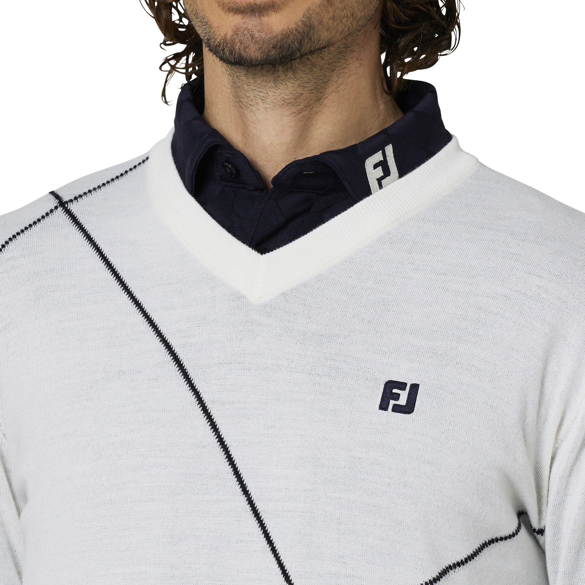 クロップドアーガイルVネックL/Sセーター