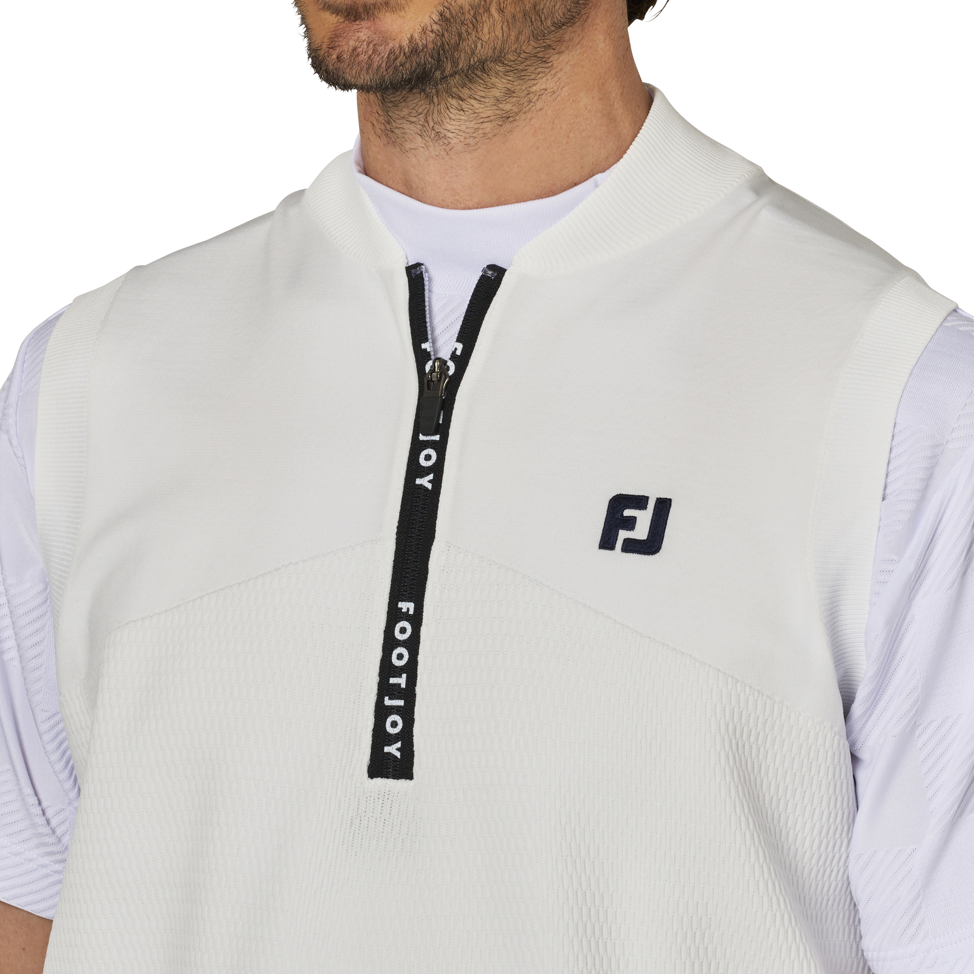 編地切替ハーフジップセーターベスト