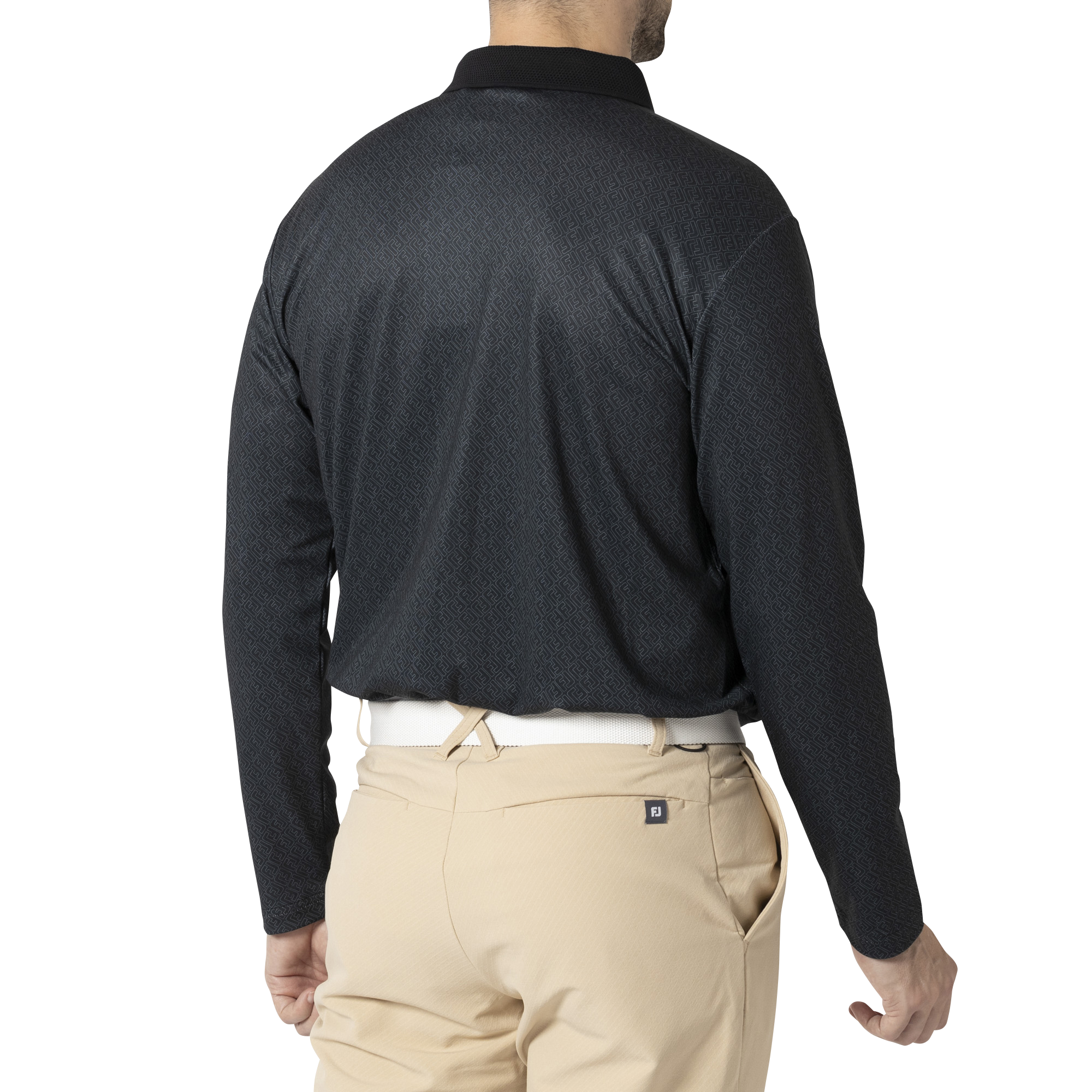 MEN'S FJアウトラインプリント 長袖メッシュポロ