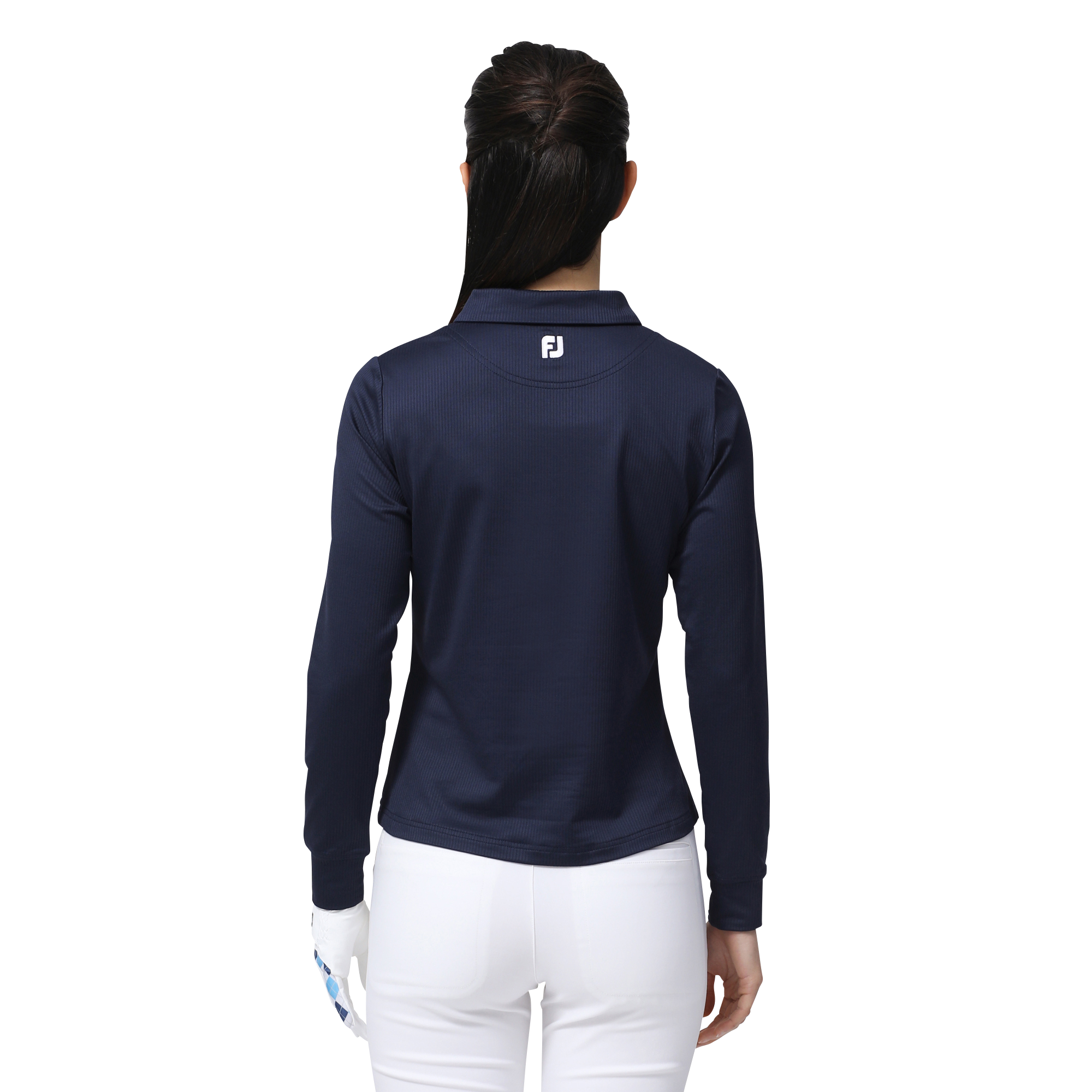 WOMEN'S リブニット長袖ストレッチシャツ