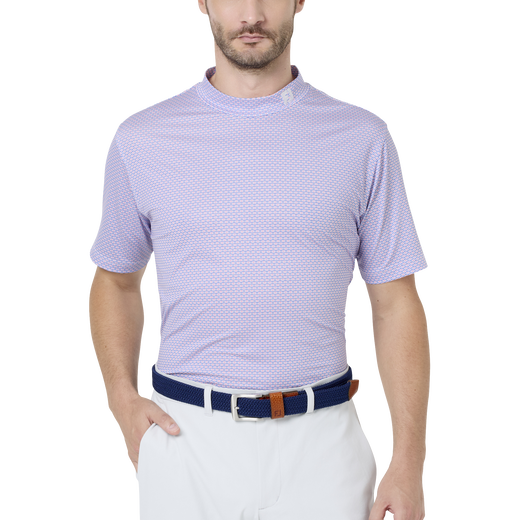 ノーティカルフラッグ ストレッチライル半袖モックネックシャツ