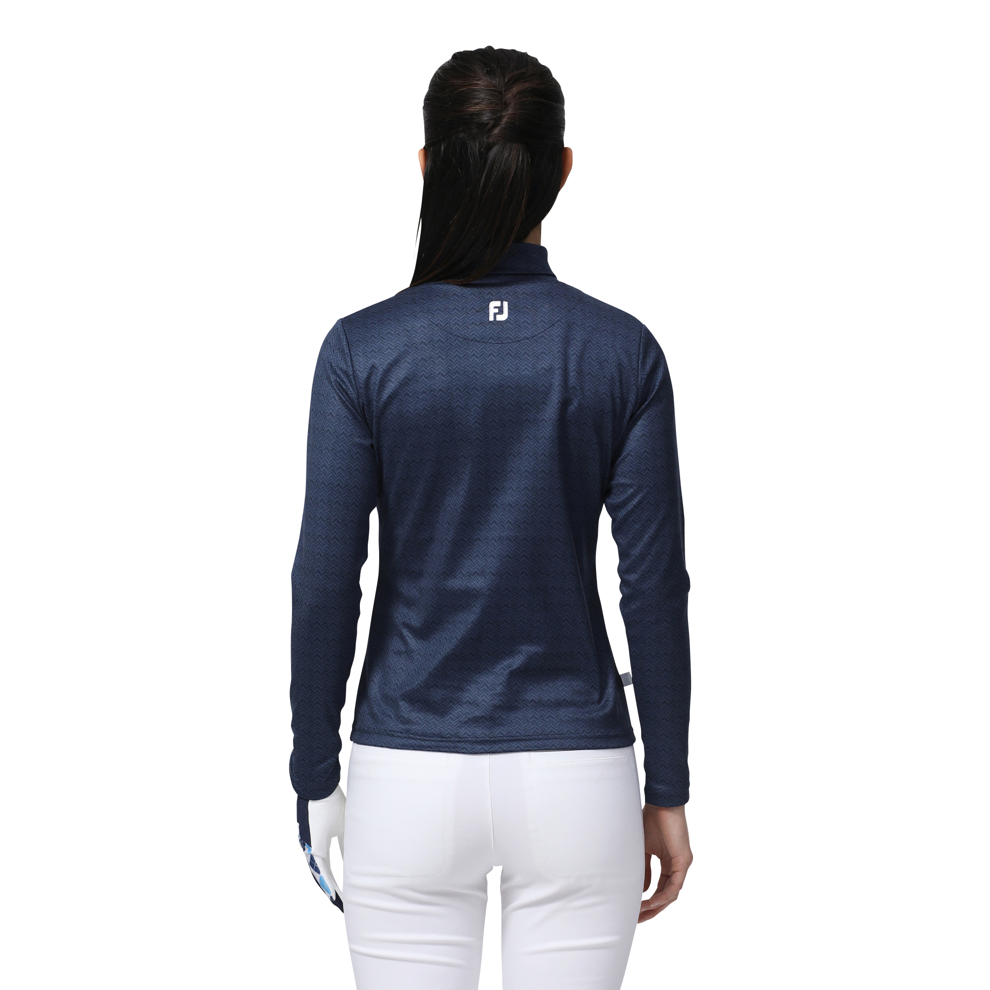 WOMEN'S シェブロンプリント サーモライト長袖保温タートルネックシャツ