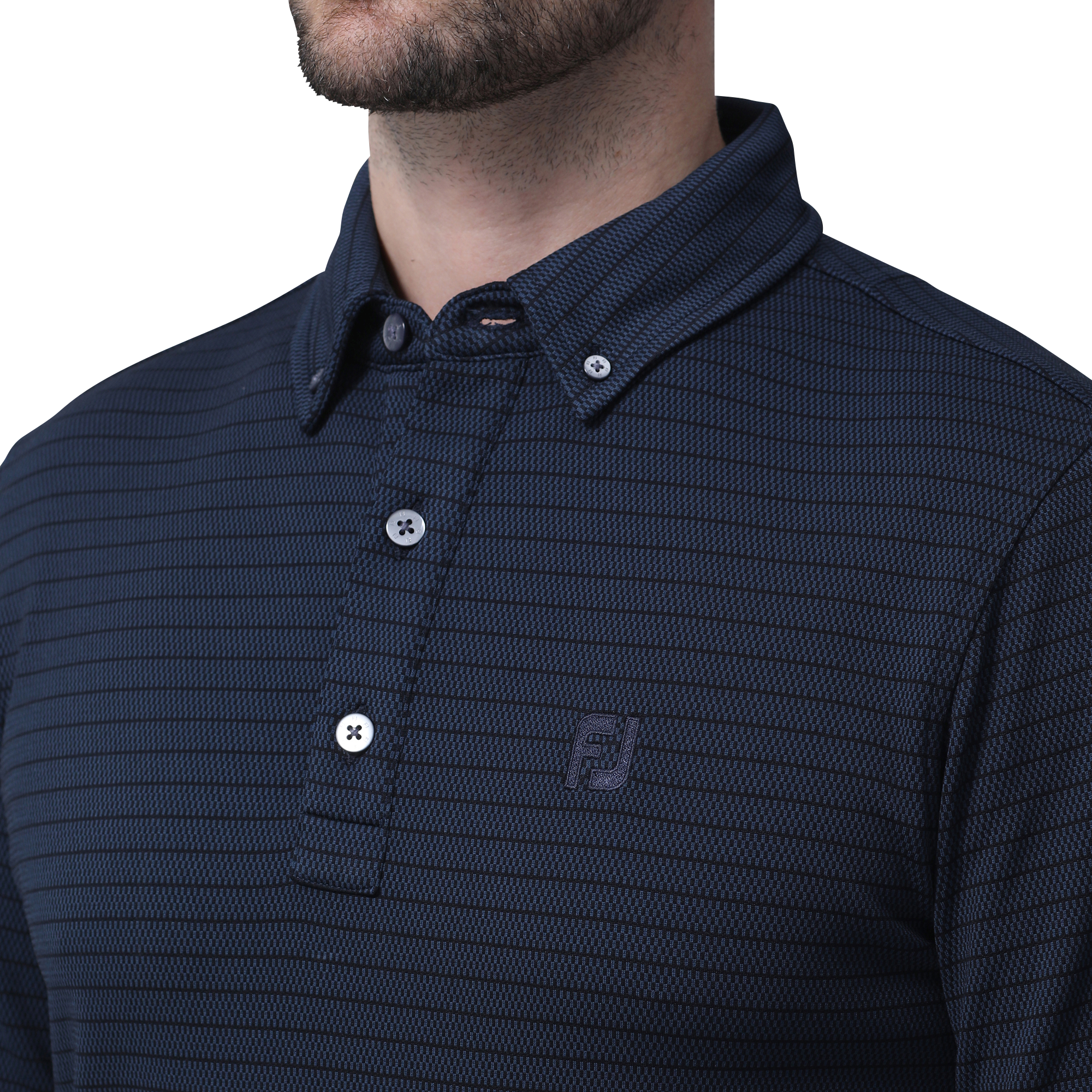 MEN'S バーズアイジャカードストライプ長袖ボタンダウンシャツ