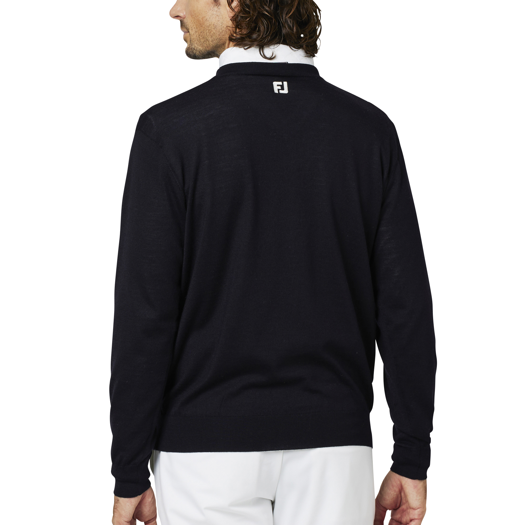 クロップドアーガイルVネックL/Sセーター