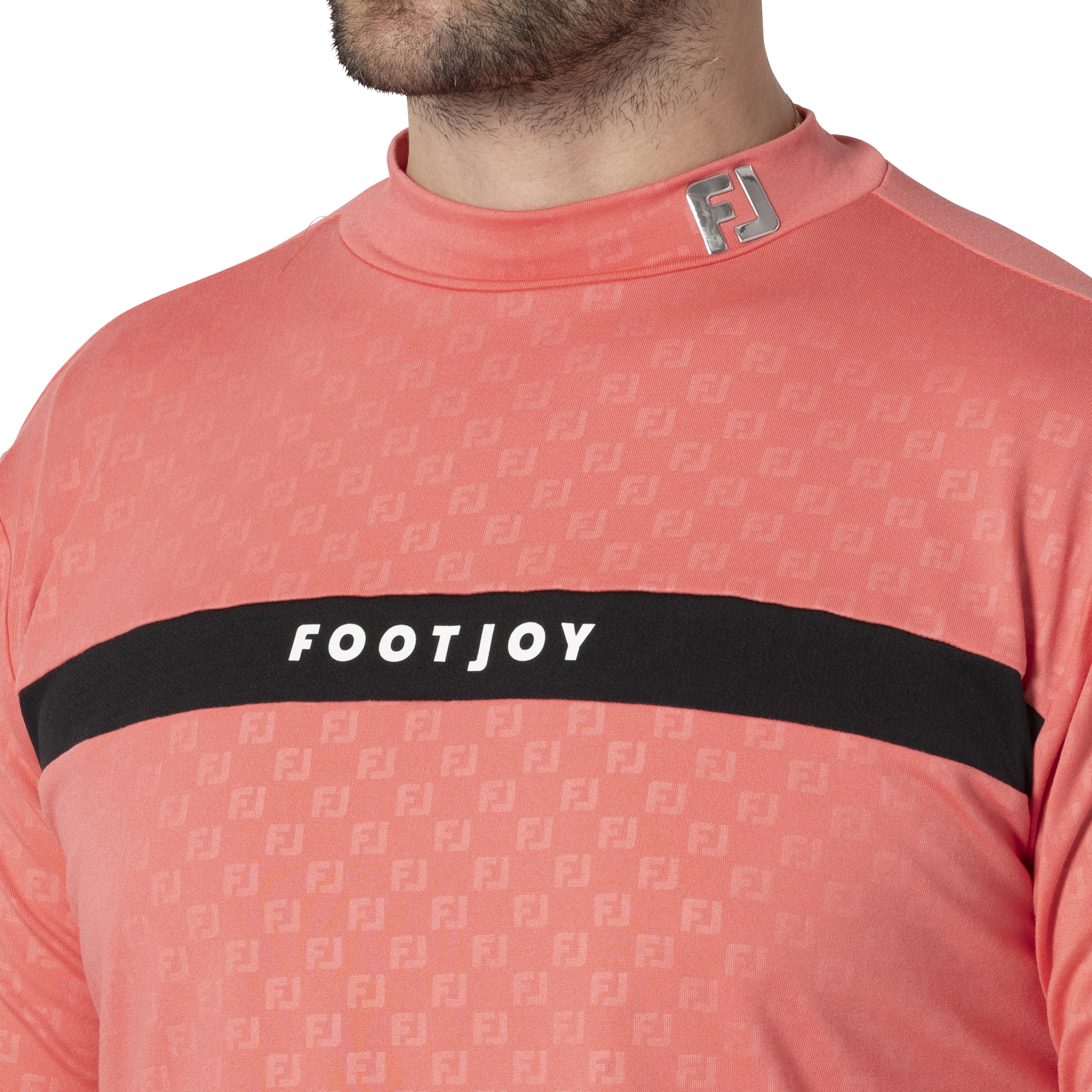 MEN'S 起毛FJエンボスプリント 長袖モックネックシャツ