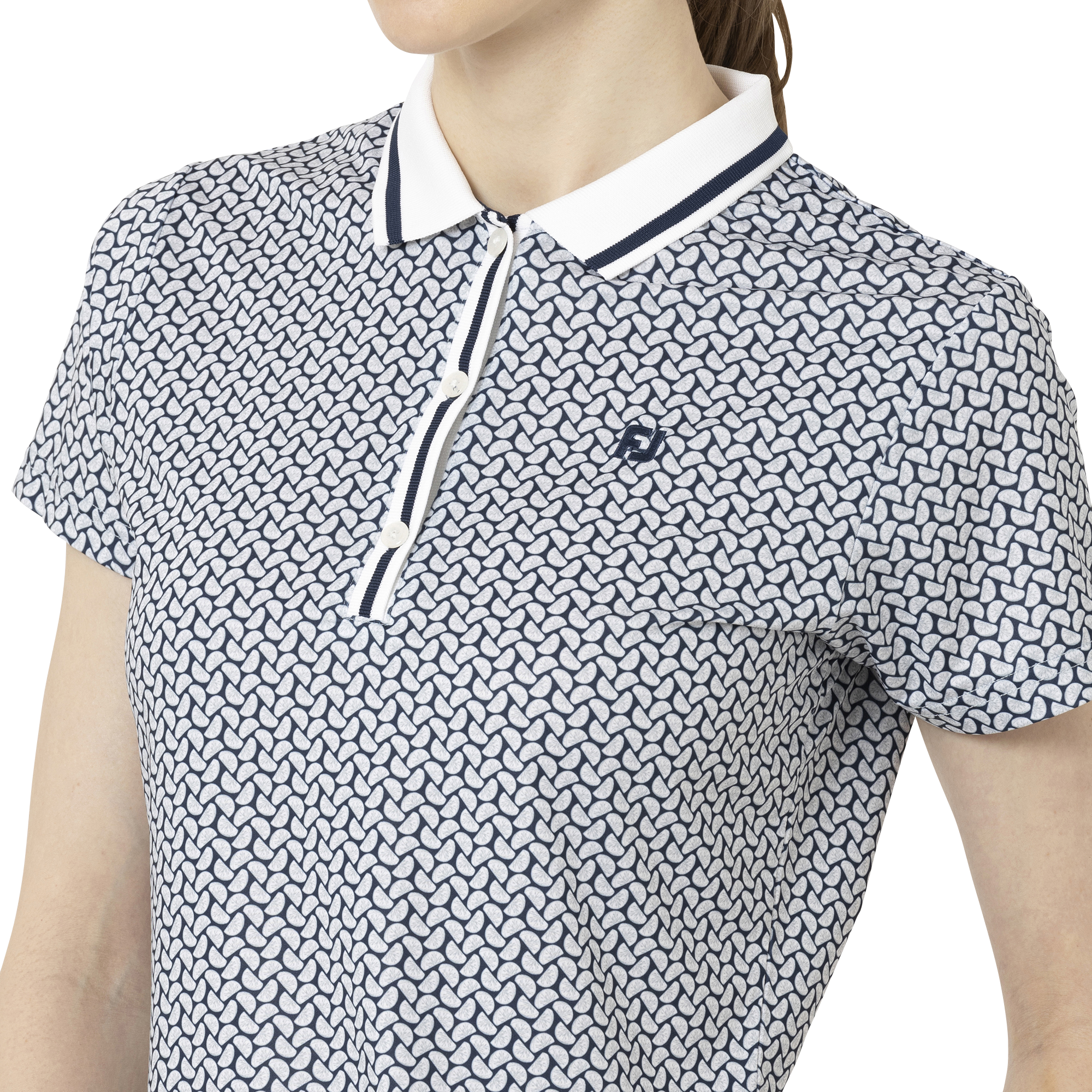 シトラスプリント半袖リブカラーシャツ