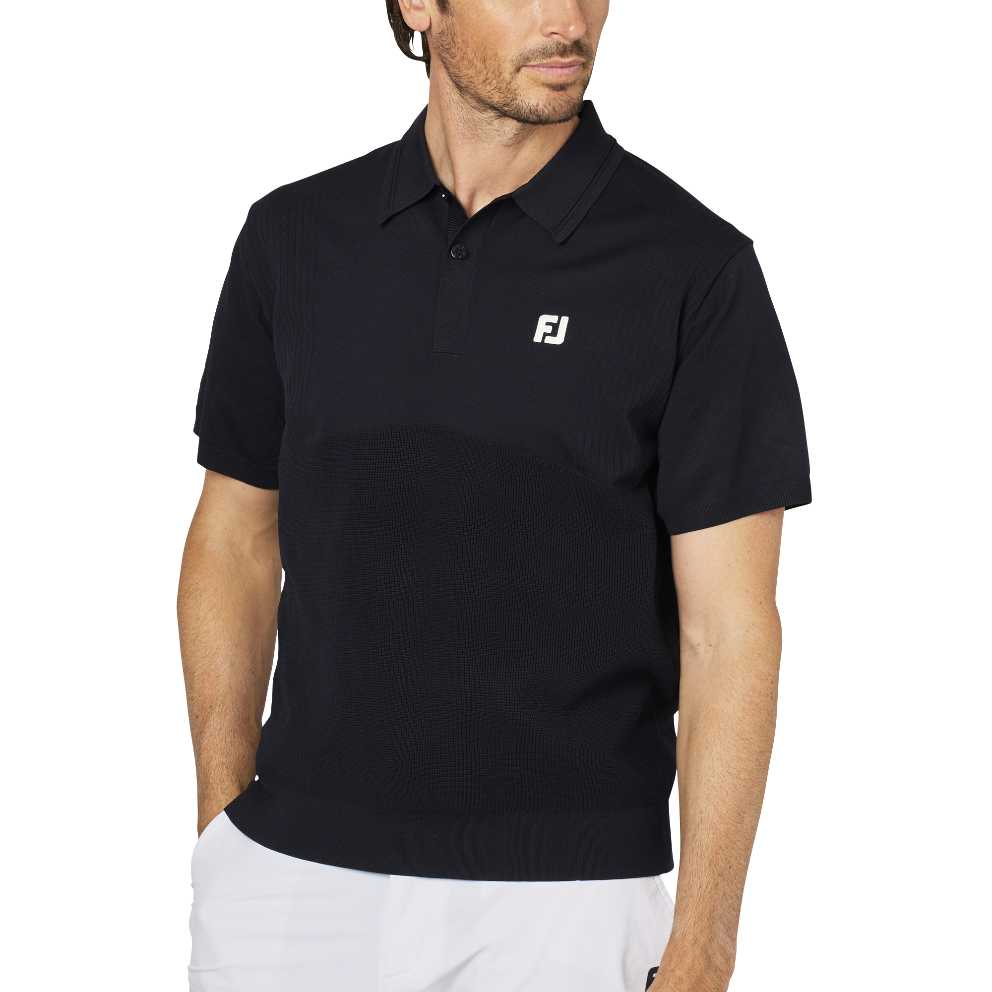 【フットジョイ】編地切替バイカラー半袖セーターポロ 編地切替バイカラー半袖セーターポロ - FootJoy Japan
