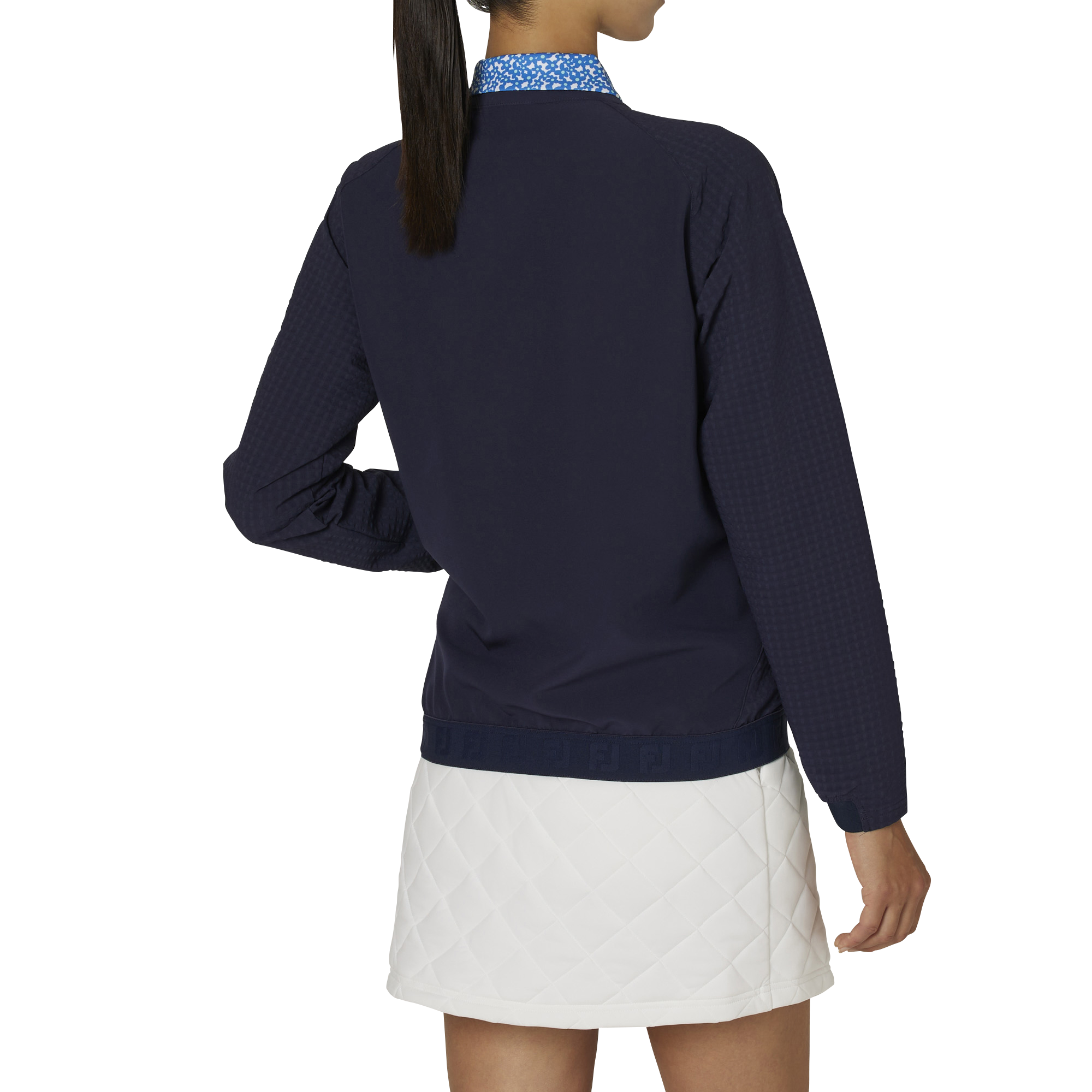 WOMEN'S TWINSOF 撥水ファブリックミックス 長袖フルジップクルーネックジャケット