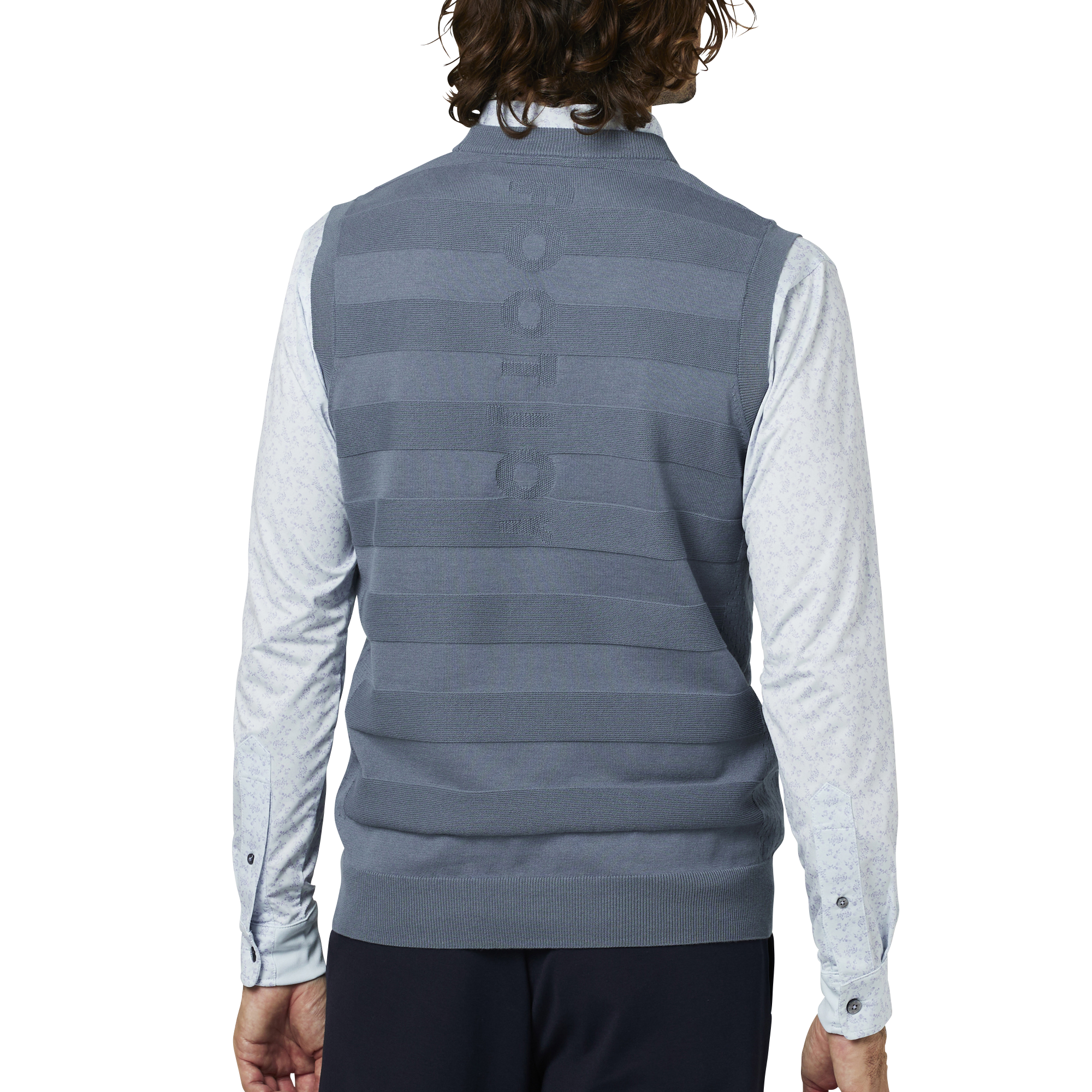 編地切替ボーダークルーネックベスト