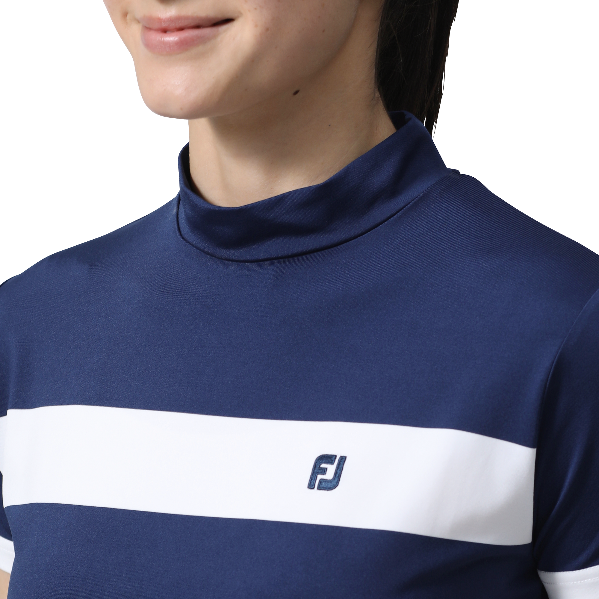 チェストライン半袖モックネックシャツ