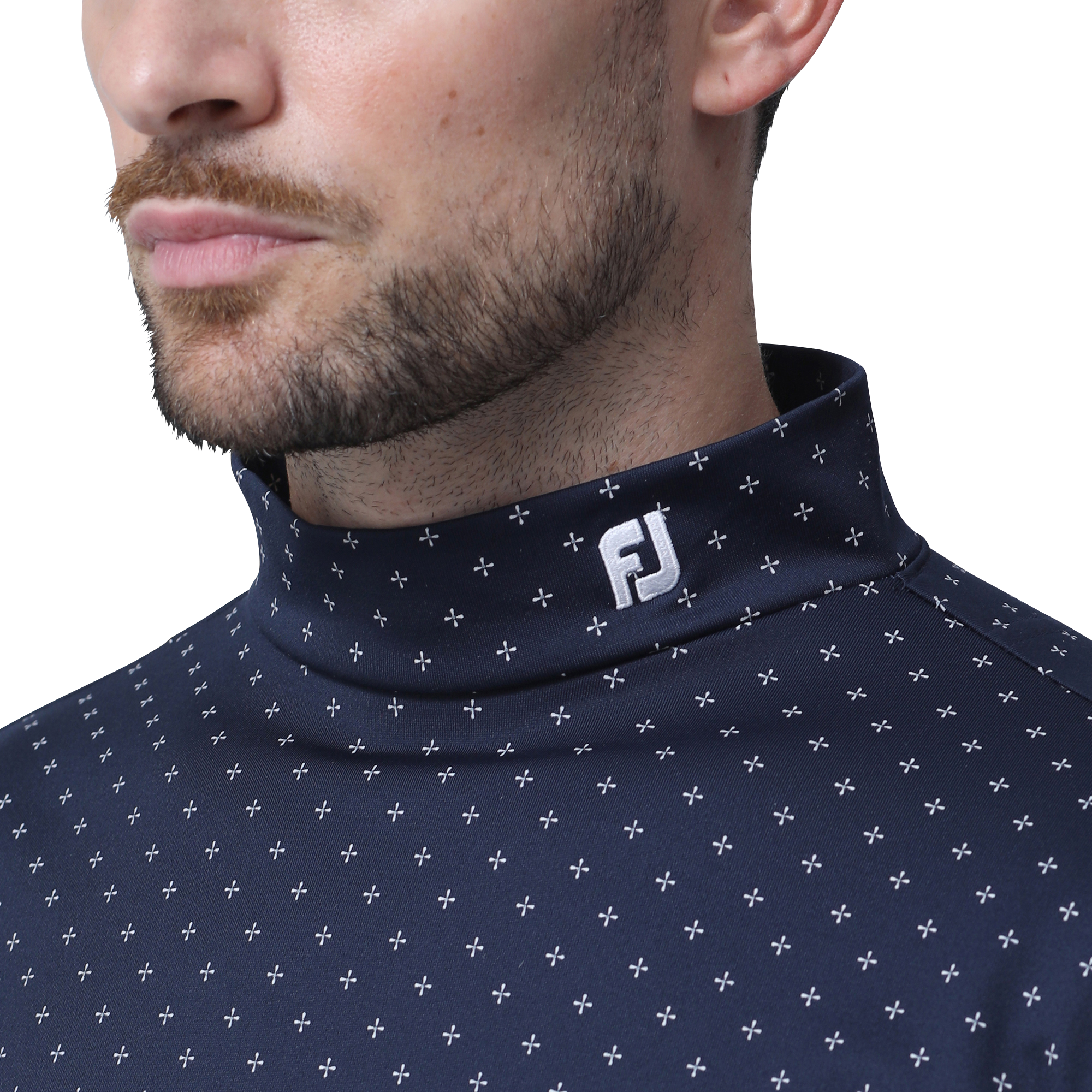 MEN'S フラワーアイコン蓄熱保温長袖モックネックシャツ