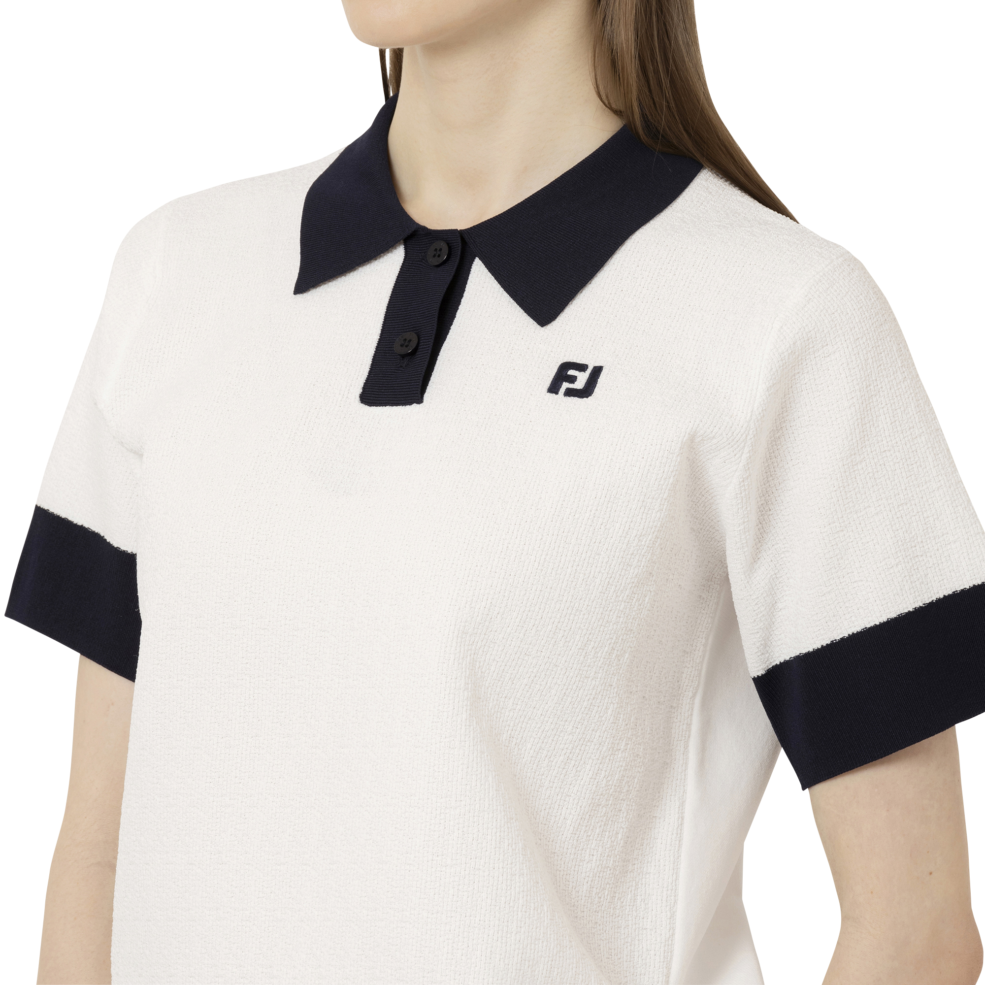 編地切替バイカラー半袖セーターポロ