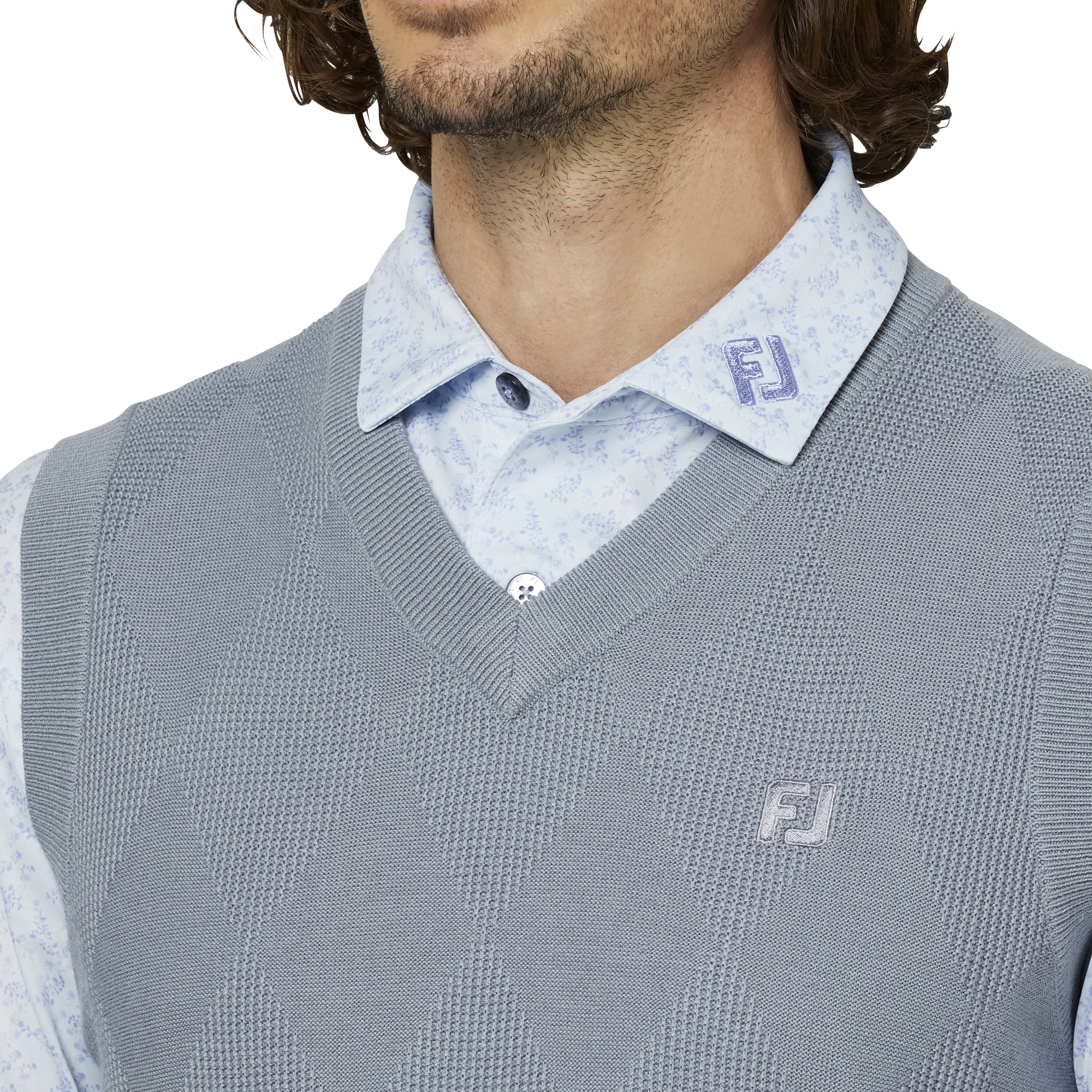 アーガイルVネックベストセーター