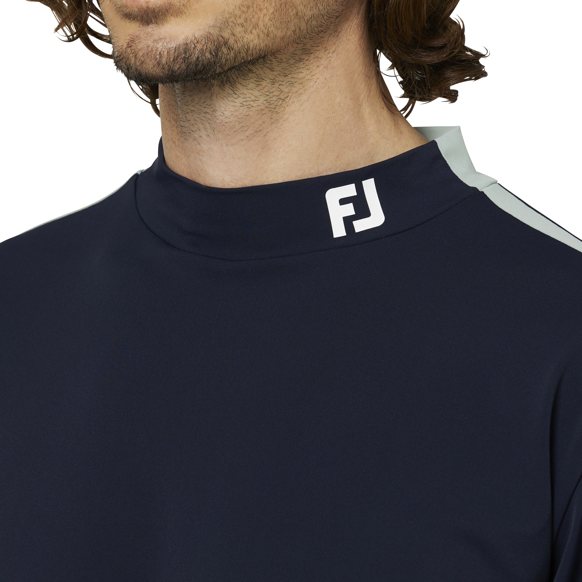 ショルダーライン長袖モックネックシャツ