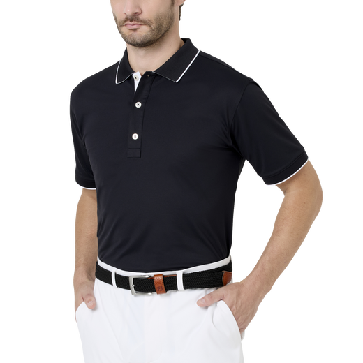 FJロゴ襟ライン ストレッチ鹿の子半袖シャツ