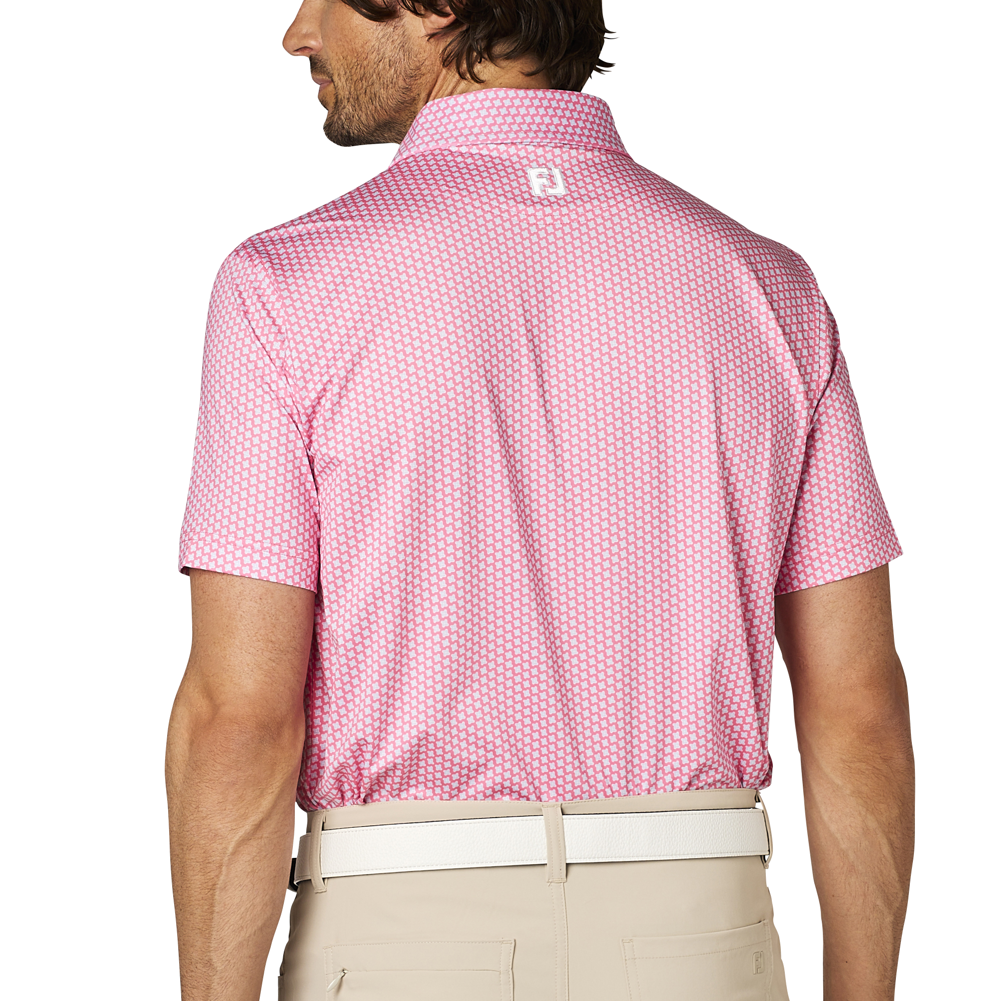 ジオメトリックプリント半袖ワイドカラーシャツ