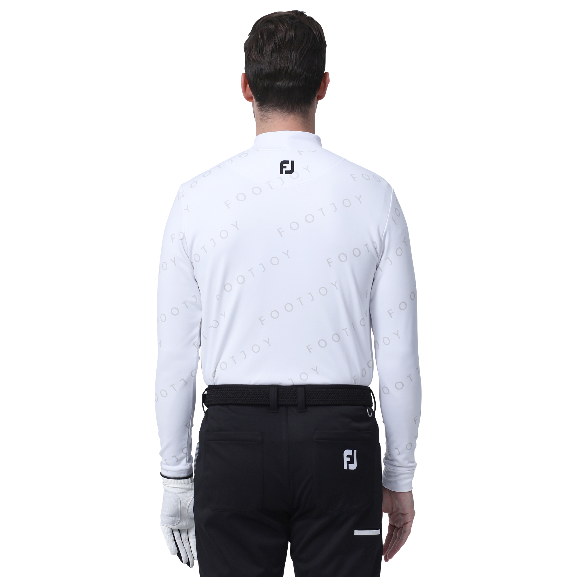 MEN'S ダイアゴナルFOOTJOYプリント裏起毛モックネックシャツ