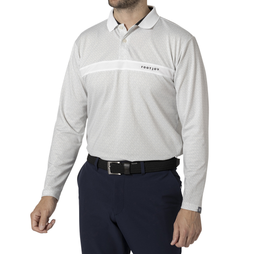 MEN&#39;S FJアウトラインプリント 長袖メッシュポロ