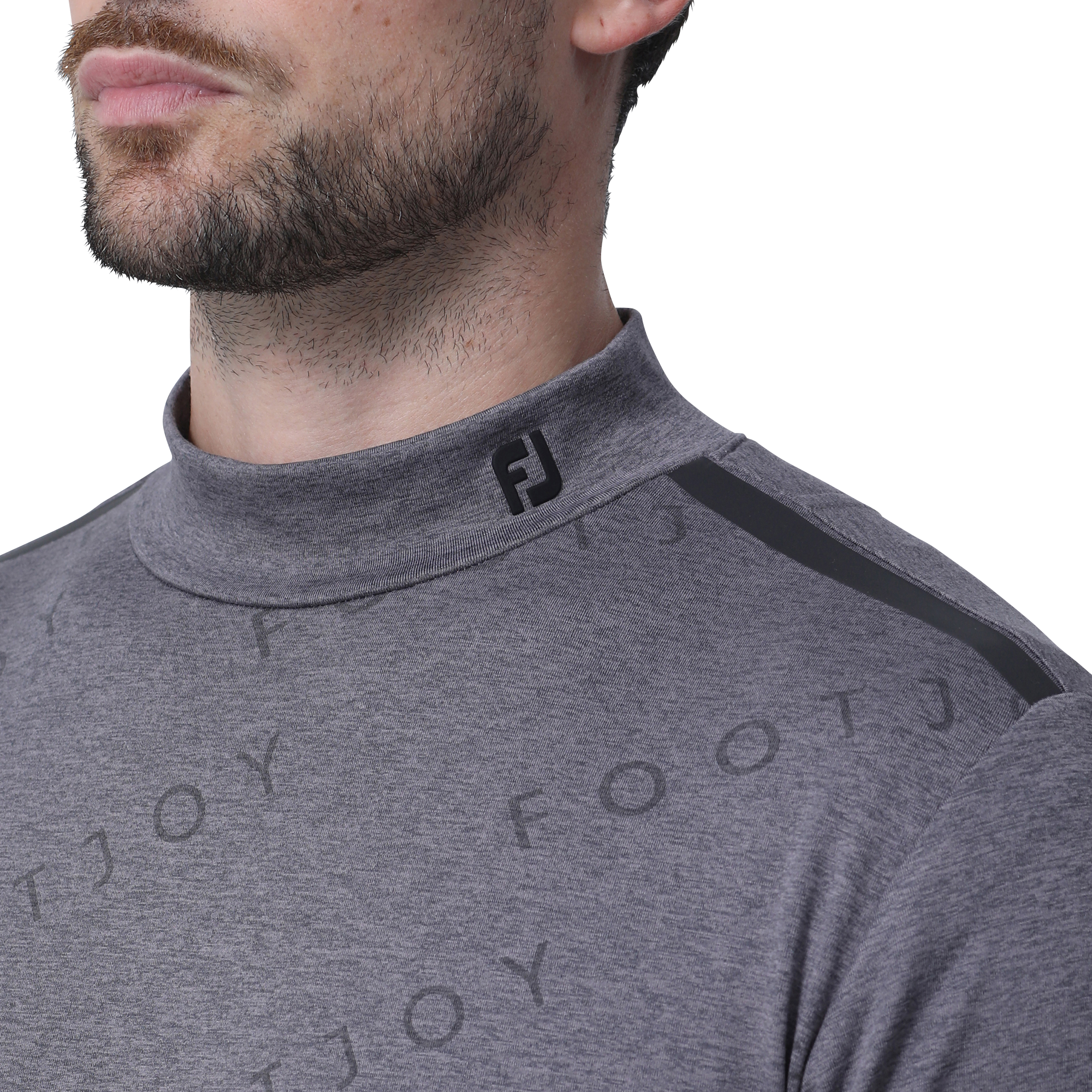 MEN'S ダイアゴナルFOOTJOYプリント裏起毛モックネックシャツ