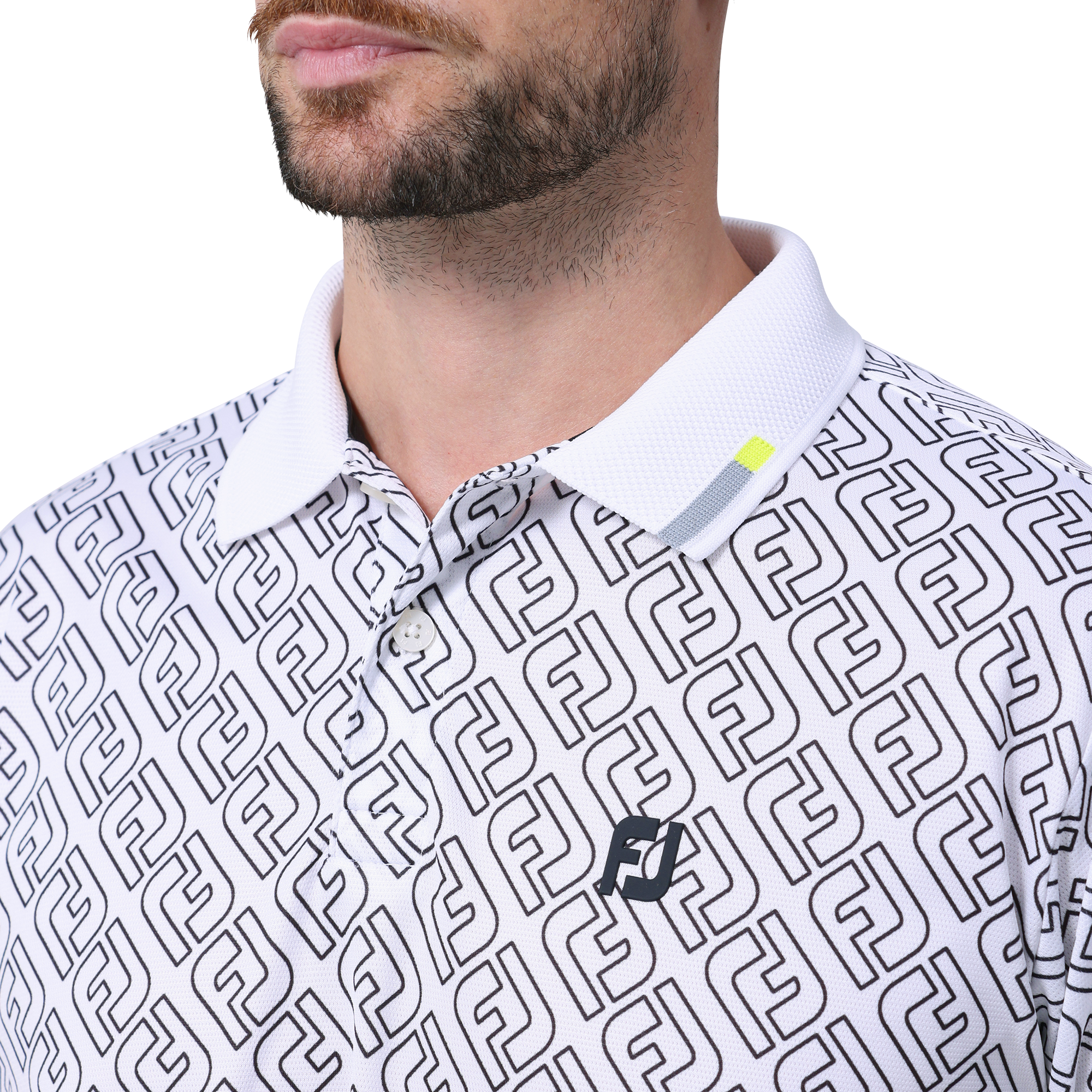 FJアウトラインプリント半袖メッシュポロ