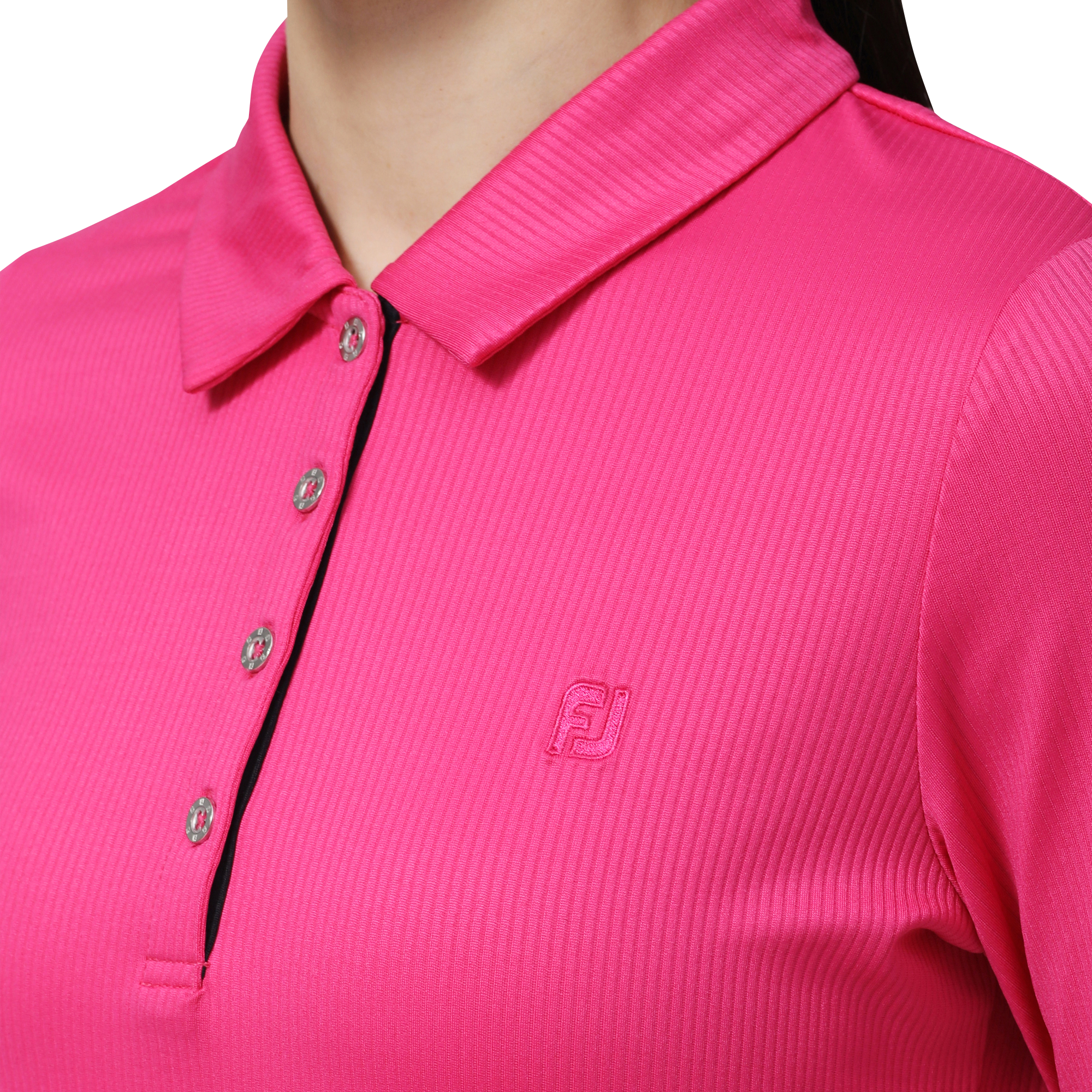 WOMEN'S リブニット長袖ストレッチシャツ