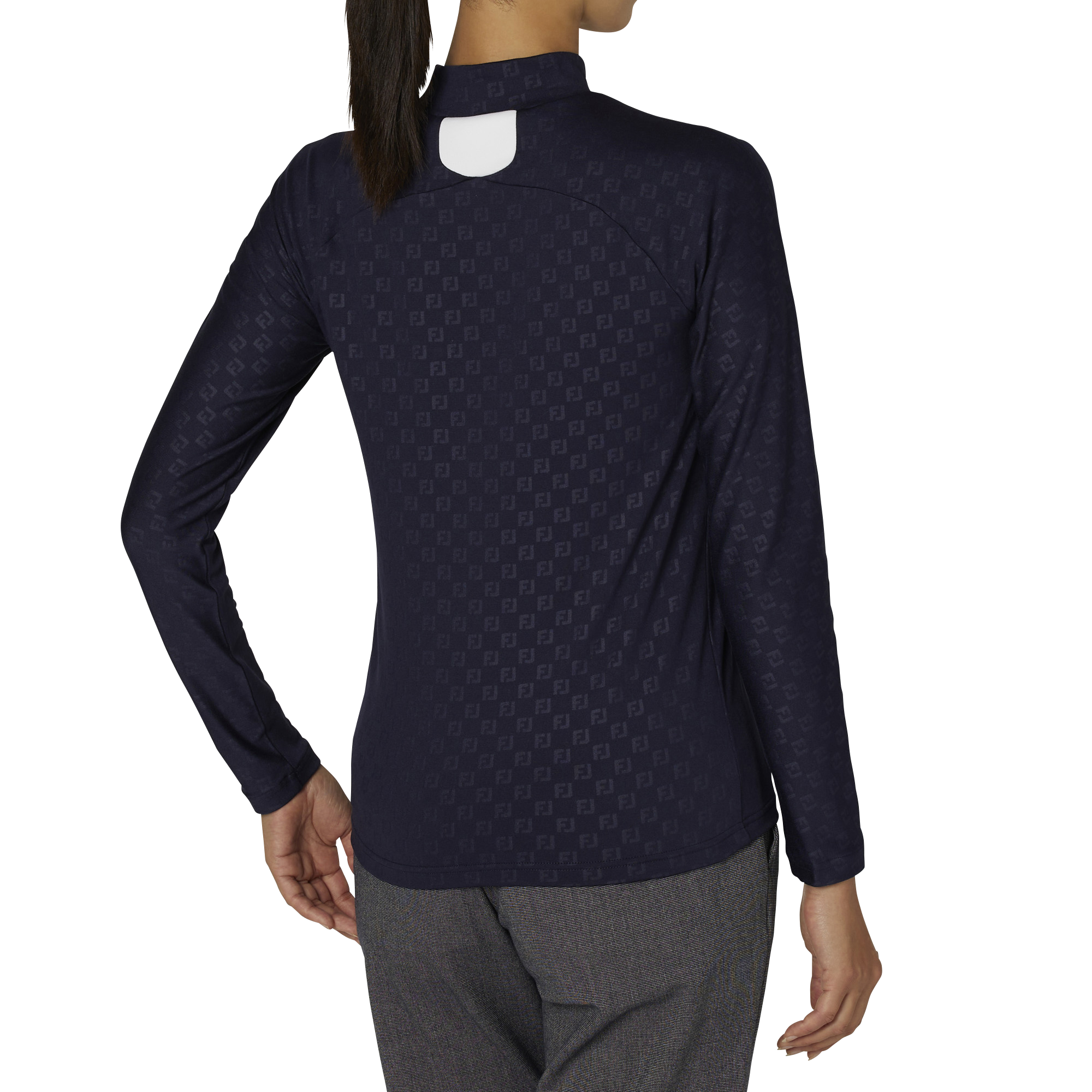 WOMEN'S 起毛FJエンボスプリント 長袖モックネックシャツ