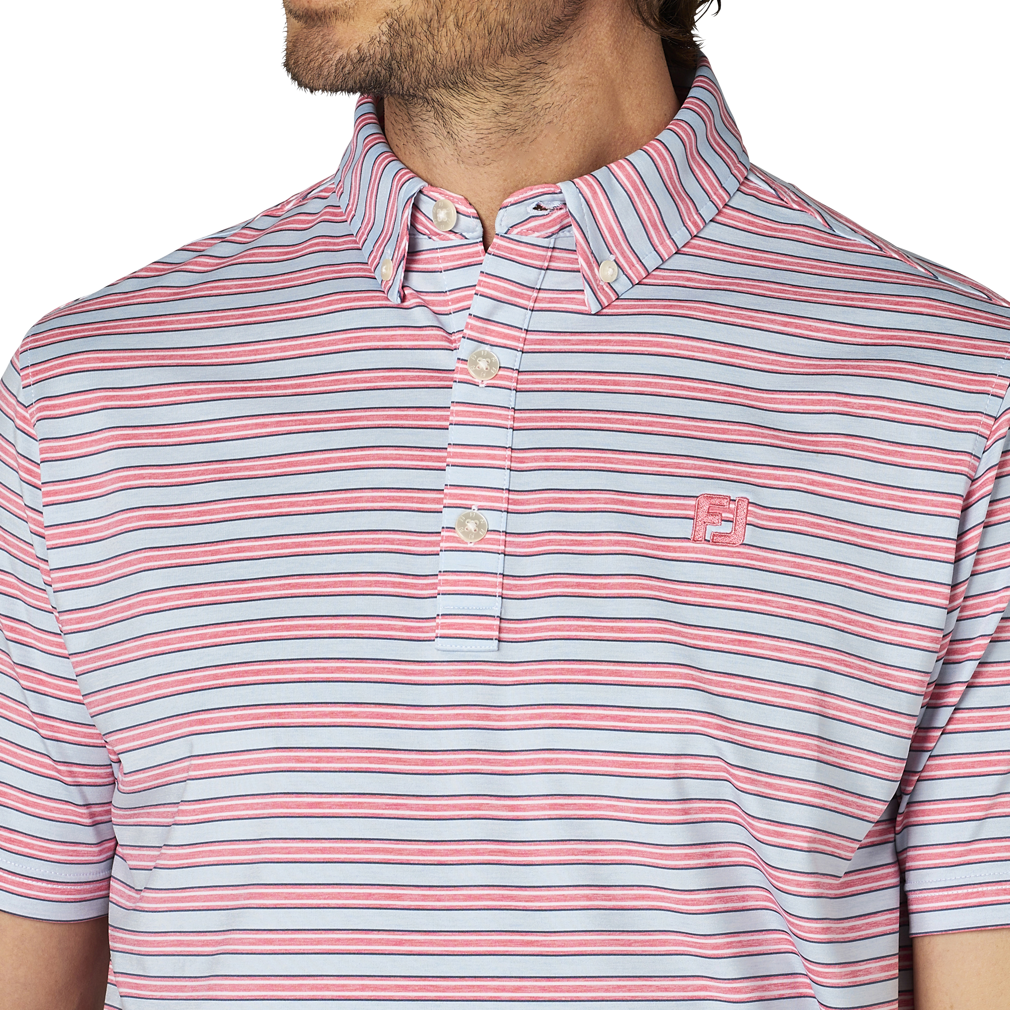 ヘザーストライプ半袖ボタンダウンシャツ