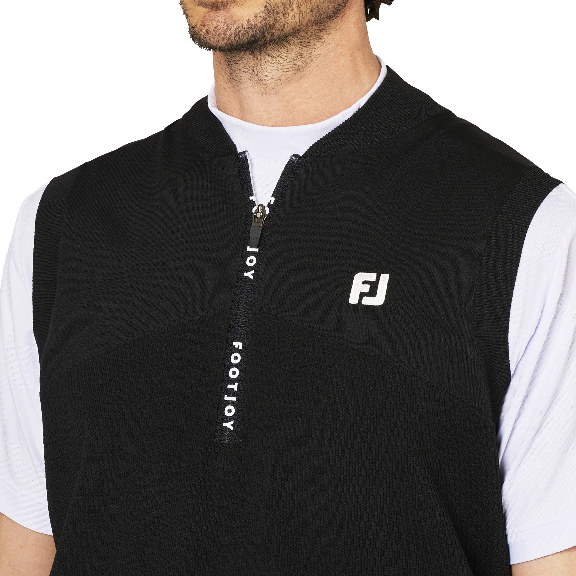 編地切替ハーフジップセーターベスト