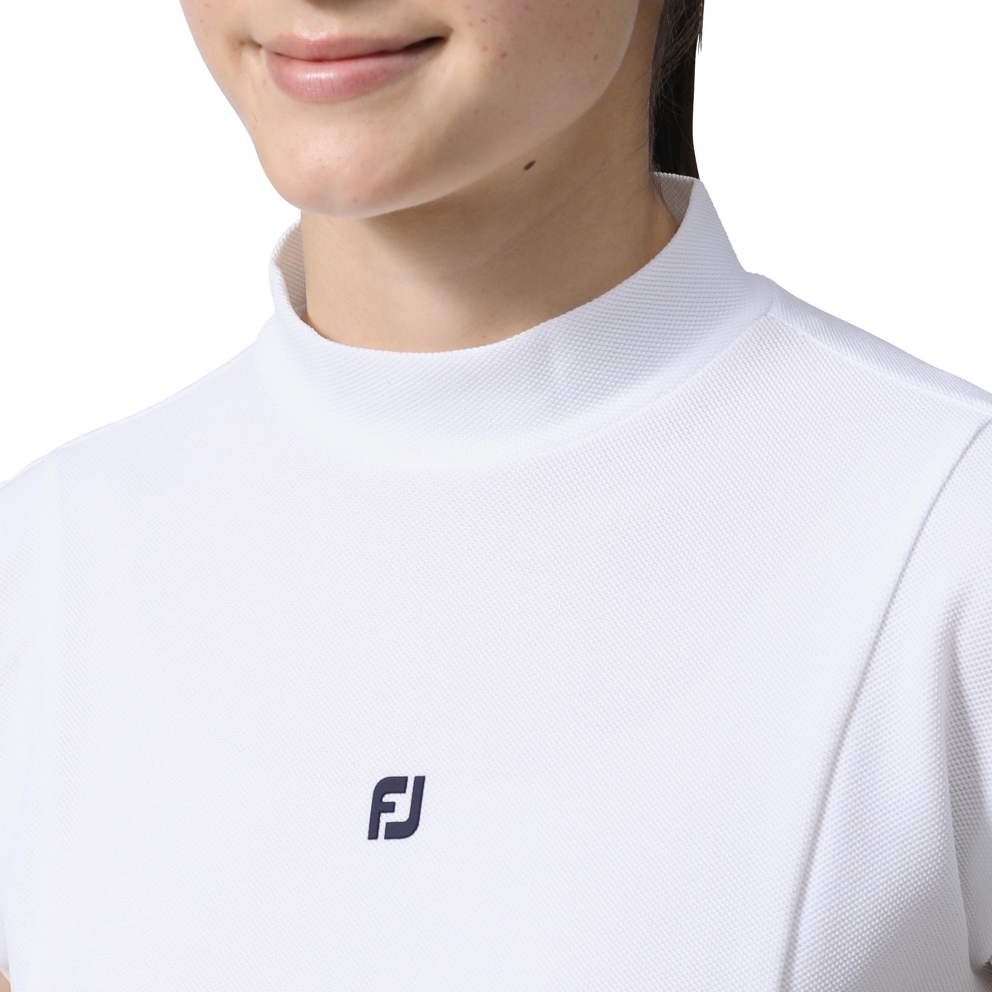 モックネック半袖ワンピース