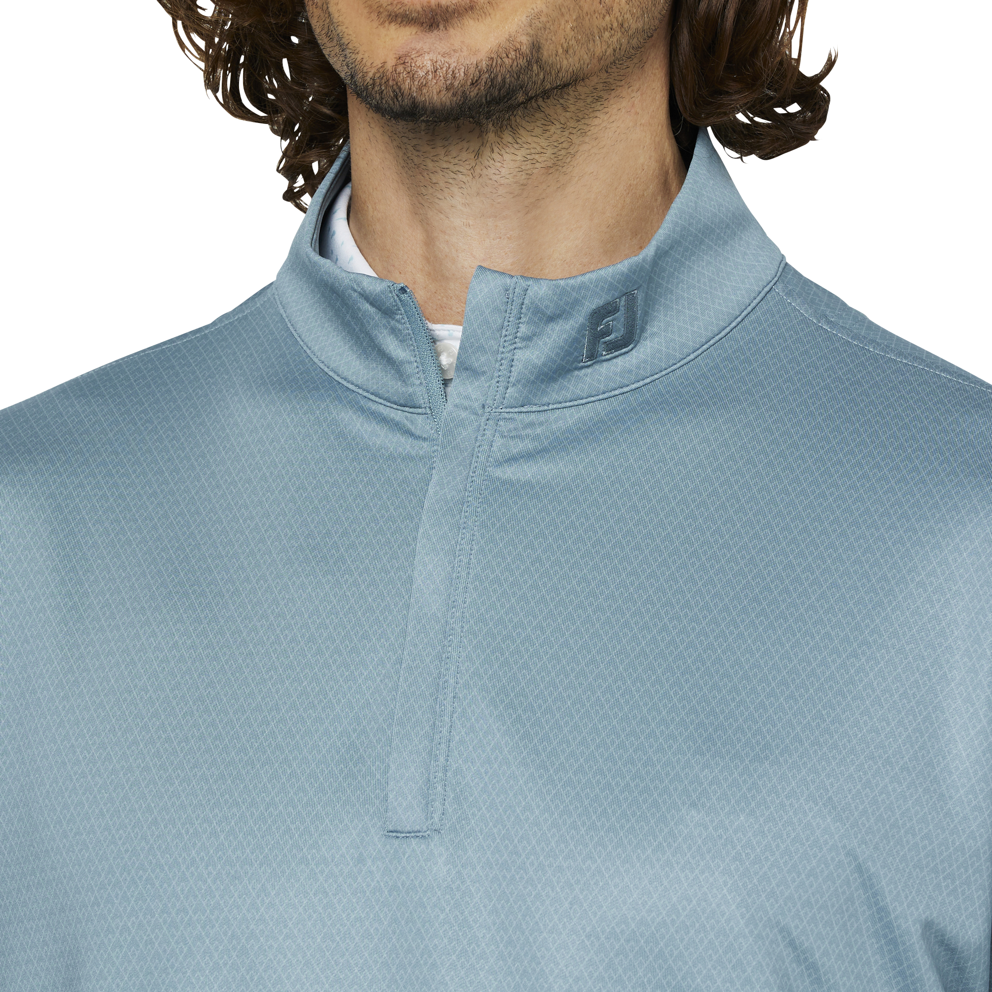 トーナルダイヤモンドプリントクォータージッププルオーバー