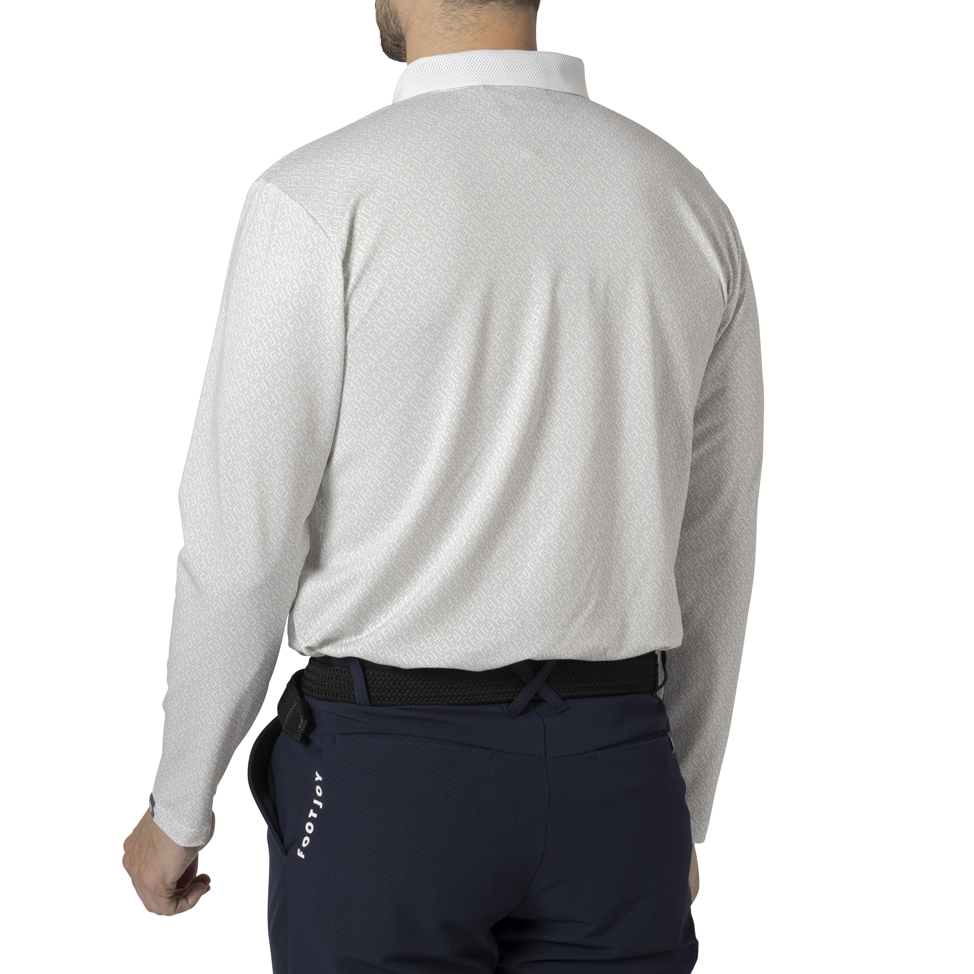 MEN'S FJアウトラインプリント 長袖メッシュポロ